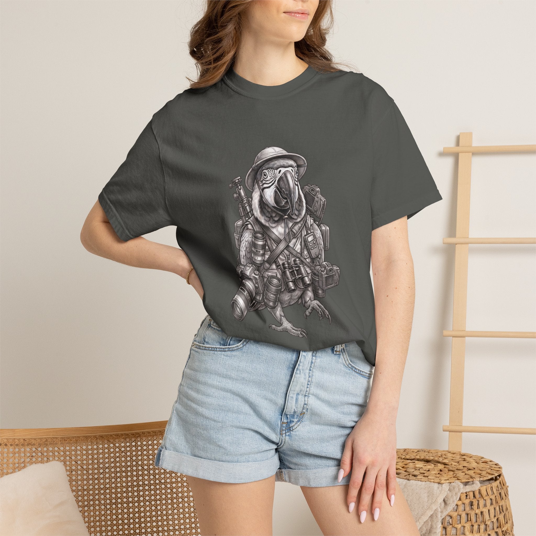 Adventure Parrot T-Shirt — Vintage Explorer Bird Illustration