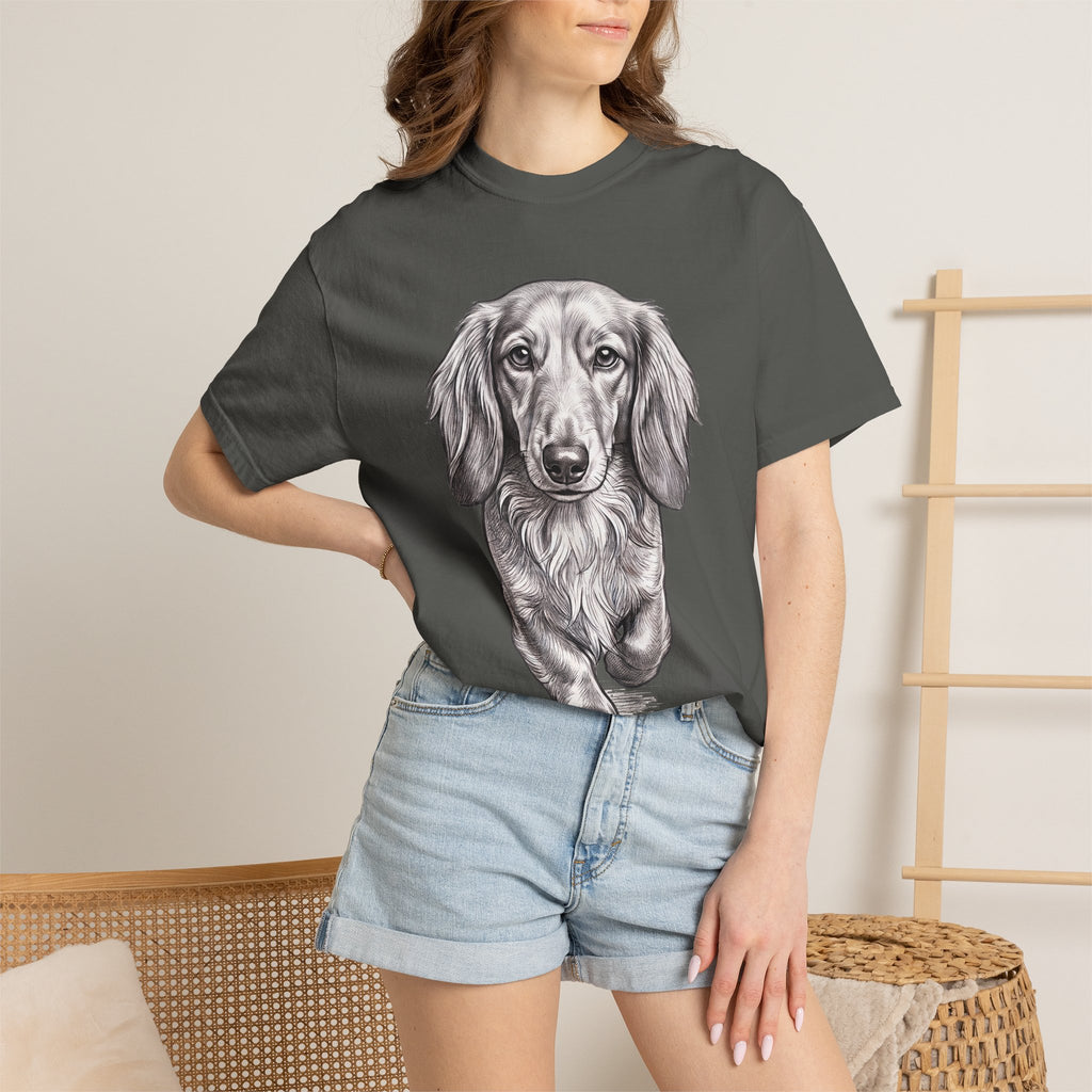 Dachshund Portrait T-Shirt — Realistic Walking Sausage Dog Tee for Dog Lovers