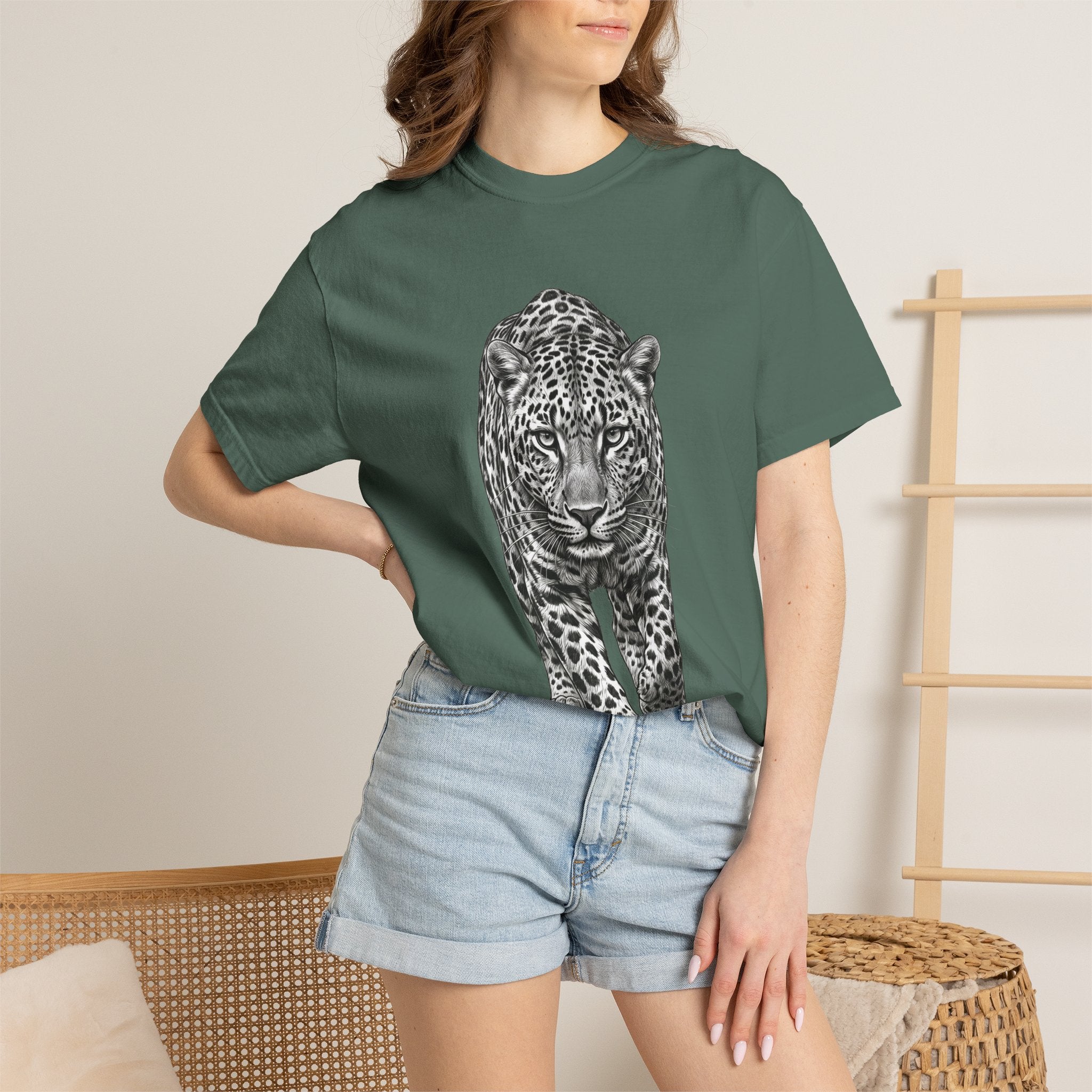 Leopard Walk T‑Shirt — Realistic Graphic Big Cat Tee