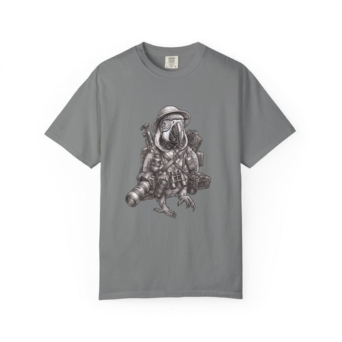 Adventure Parrot T-Shirt — Vintage Explorer Bird Illustration