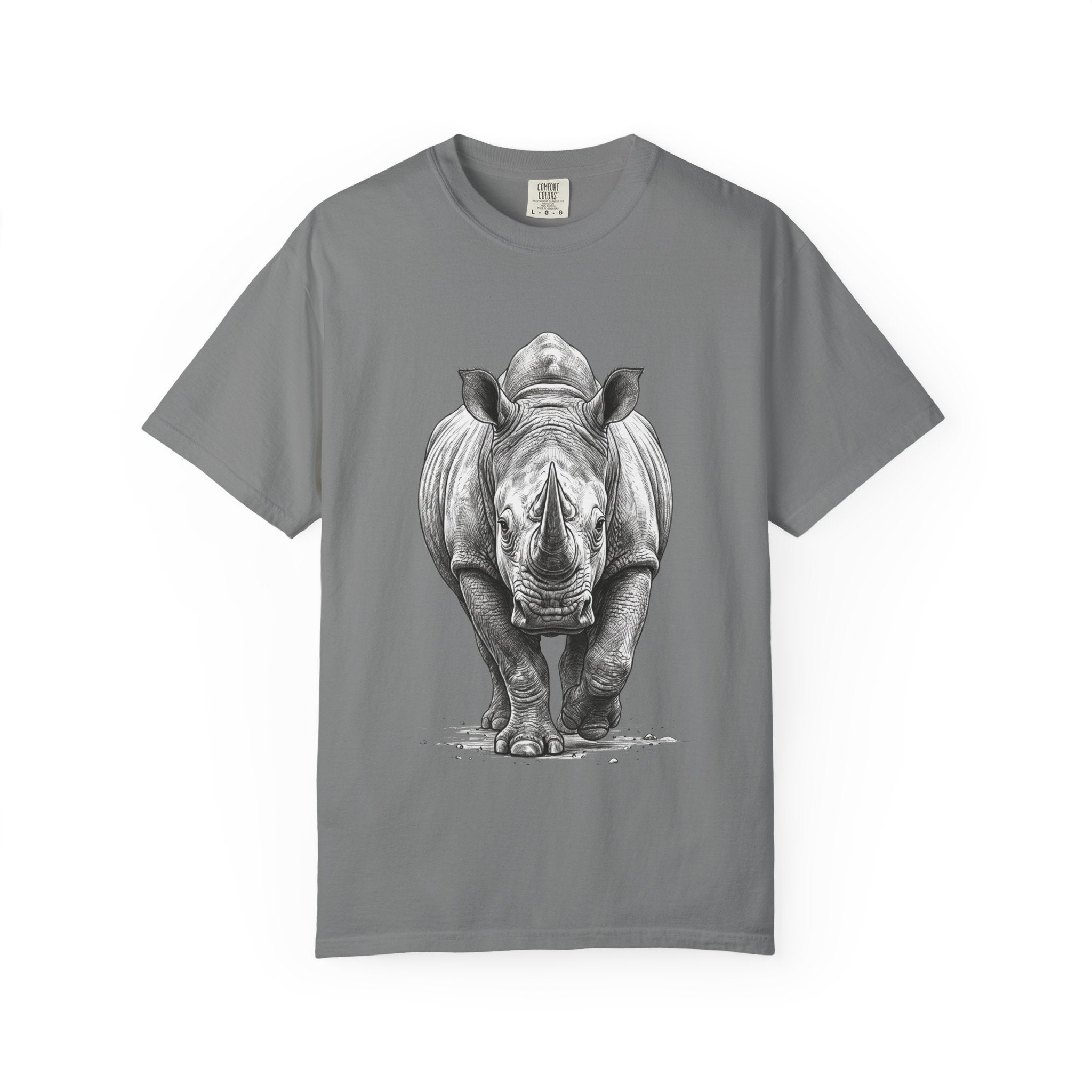 Rhino Graphic T-Shirt — Realistic Front-Facing Rhino Wildlife Tee