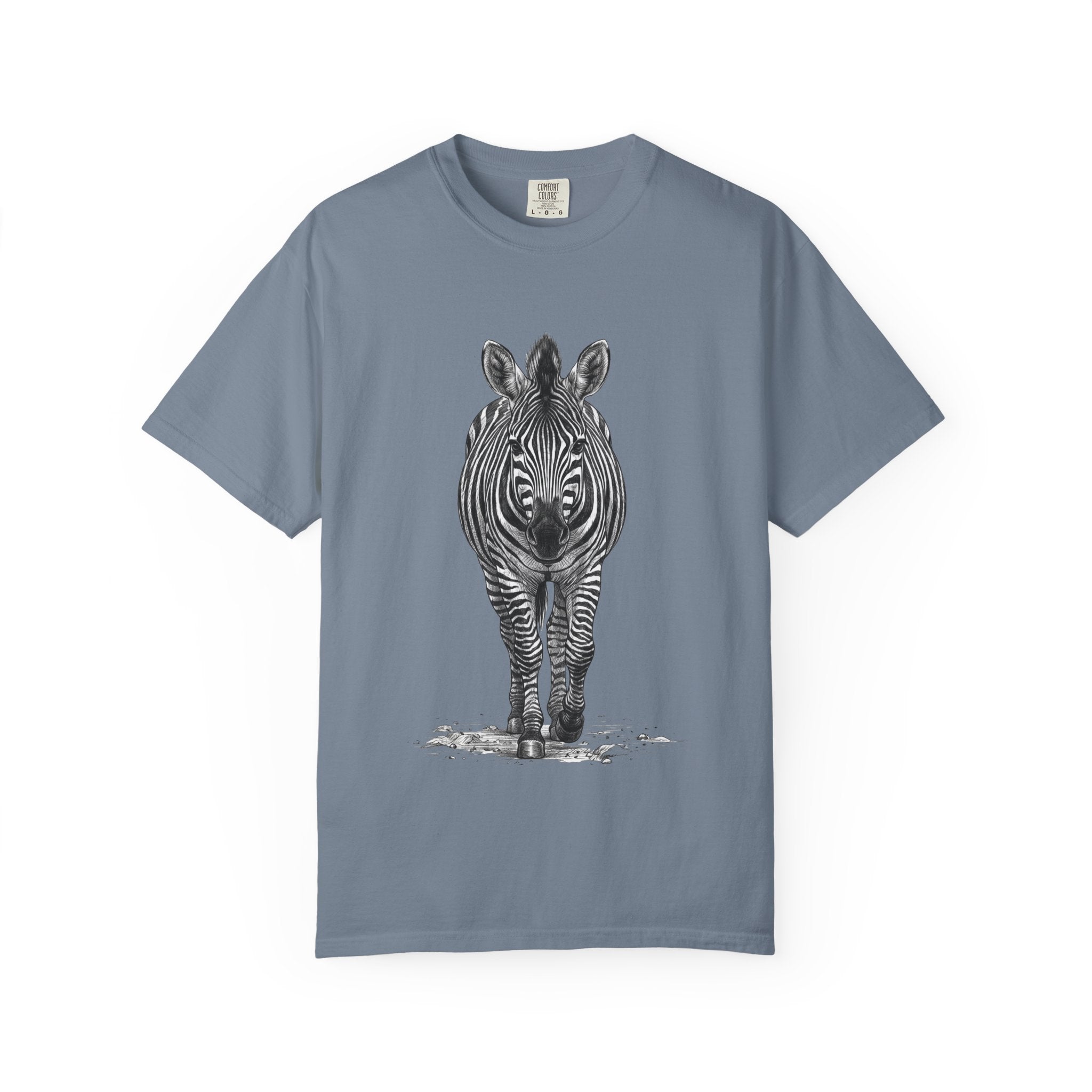 Zebra Front-Print T-Shirt — Realistic Monochrome Wildlife Tee