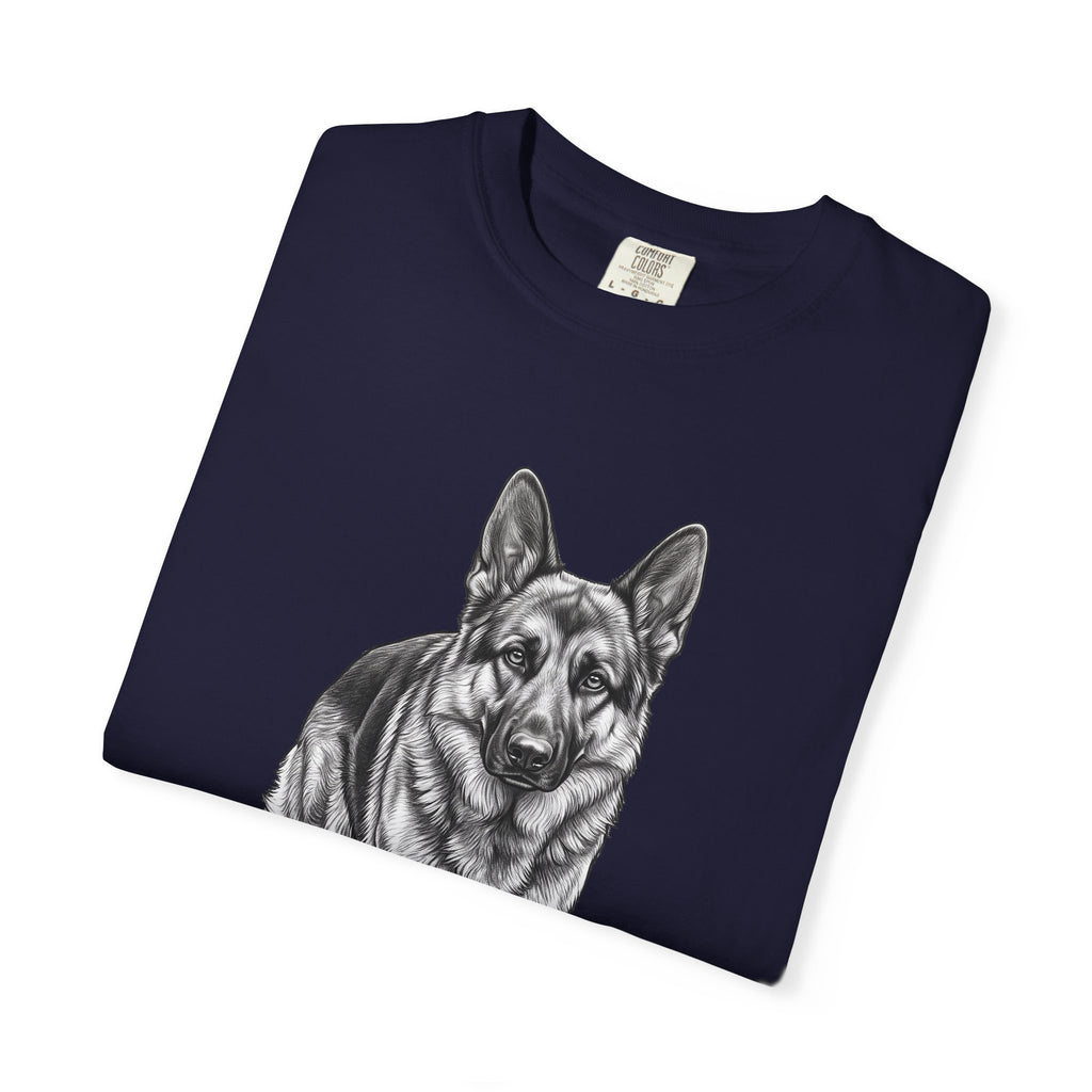 German Shepherd Graphic Tee – Realistic Dog Portrait T-Shirt