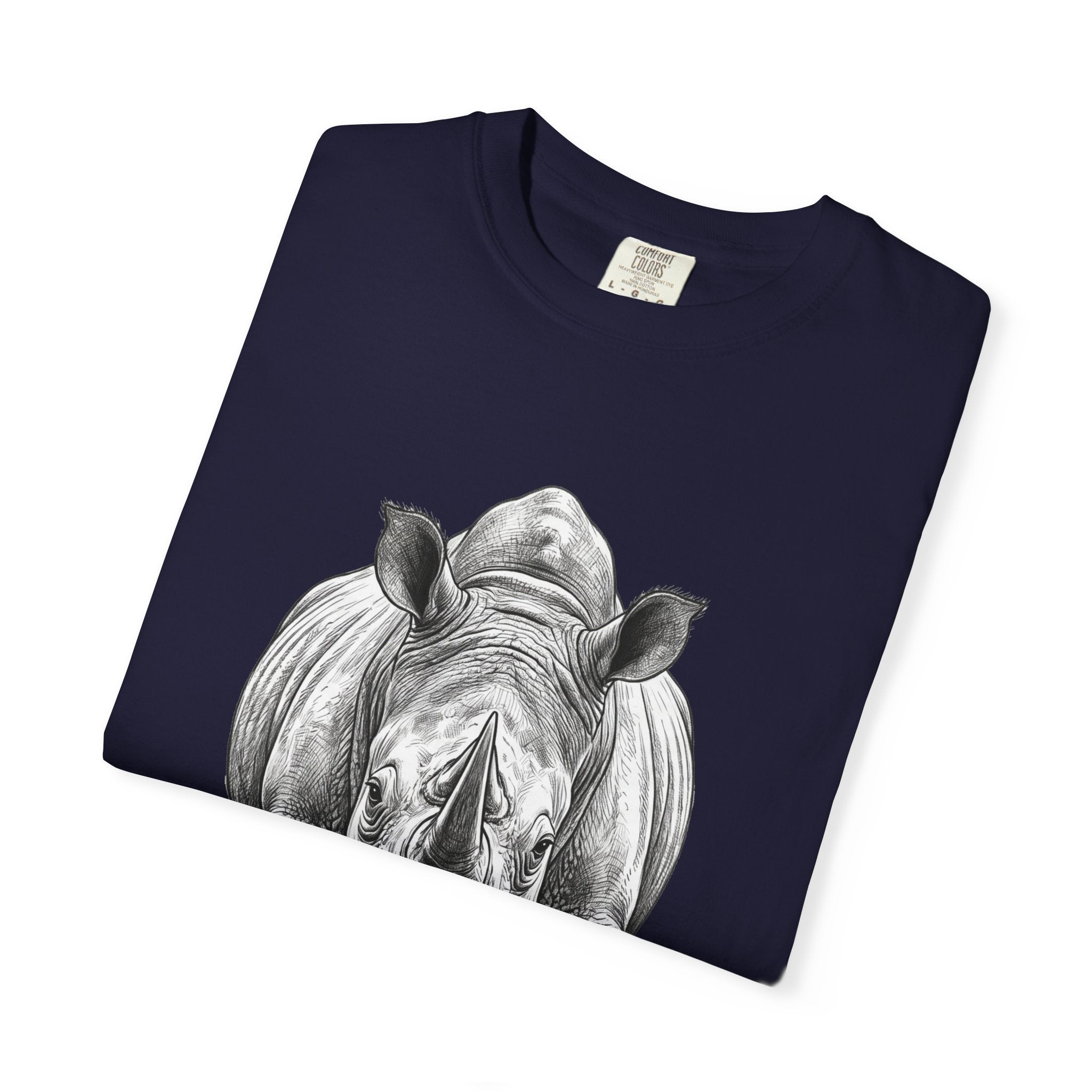Rhino Graphic T-Shirt — Realistic Front-Facing Rhino Wildlife Tee