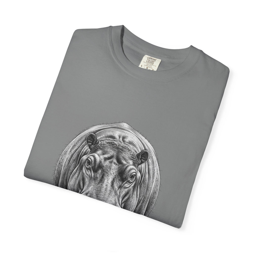 Hippo Front-Print T-Shirt — Realistic Hippo Graphic Tee