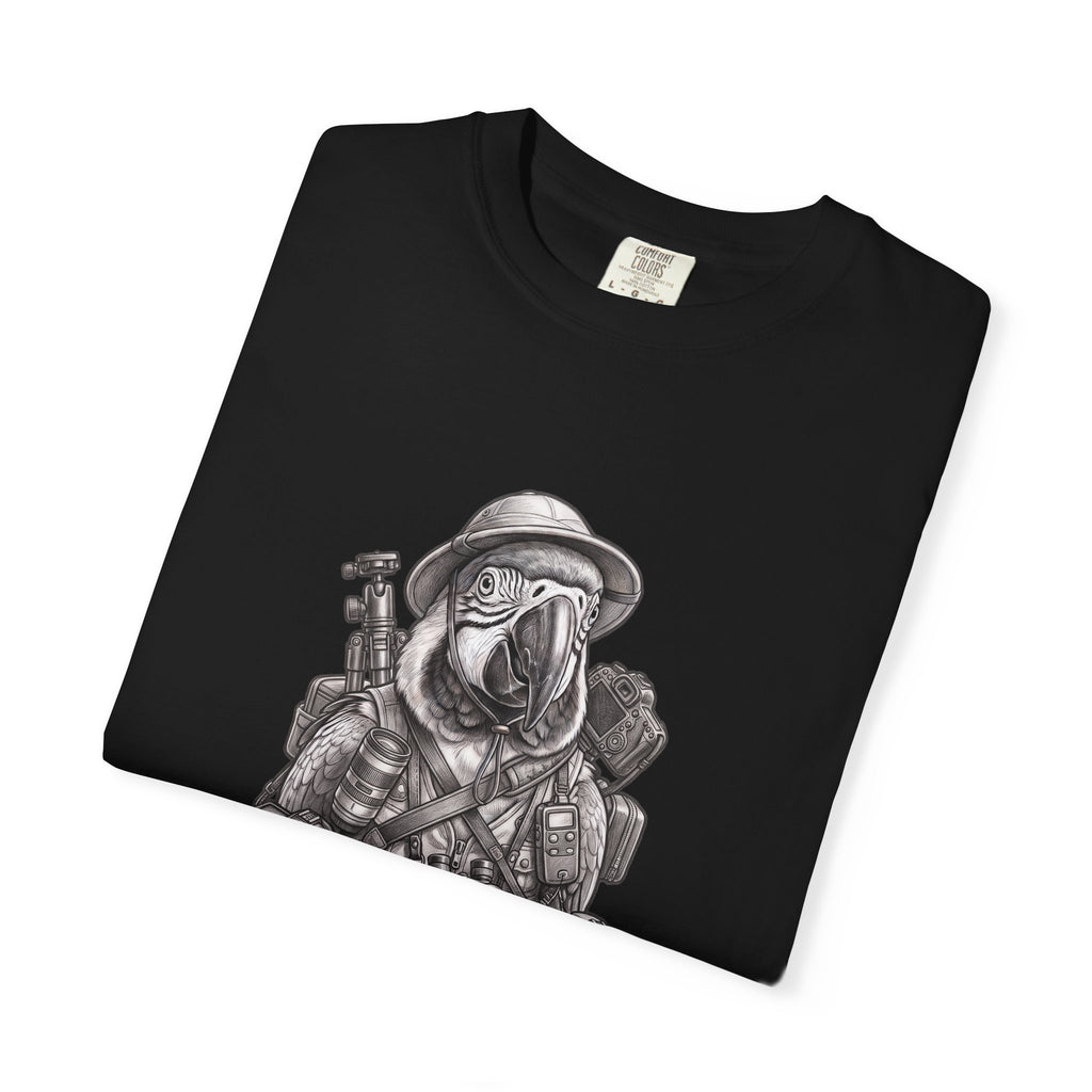 Adventure Parrot T-Shirt — Vintage Explorer Bird Illustration