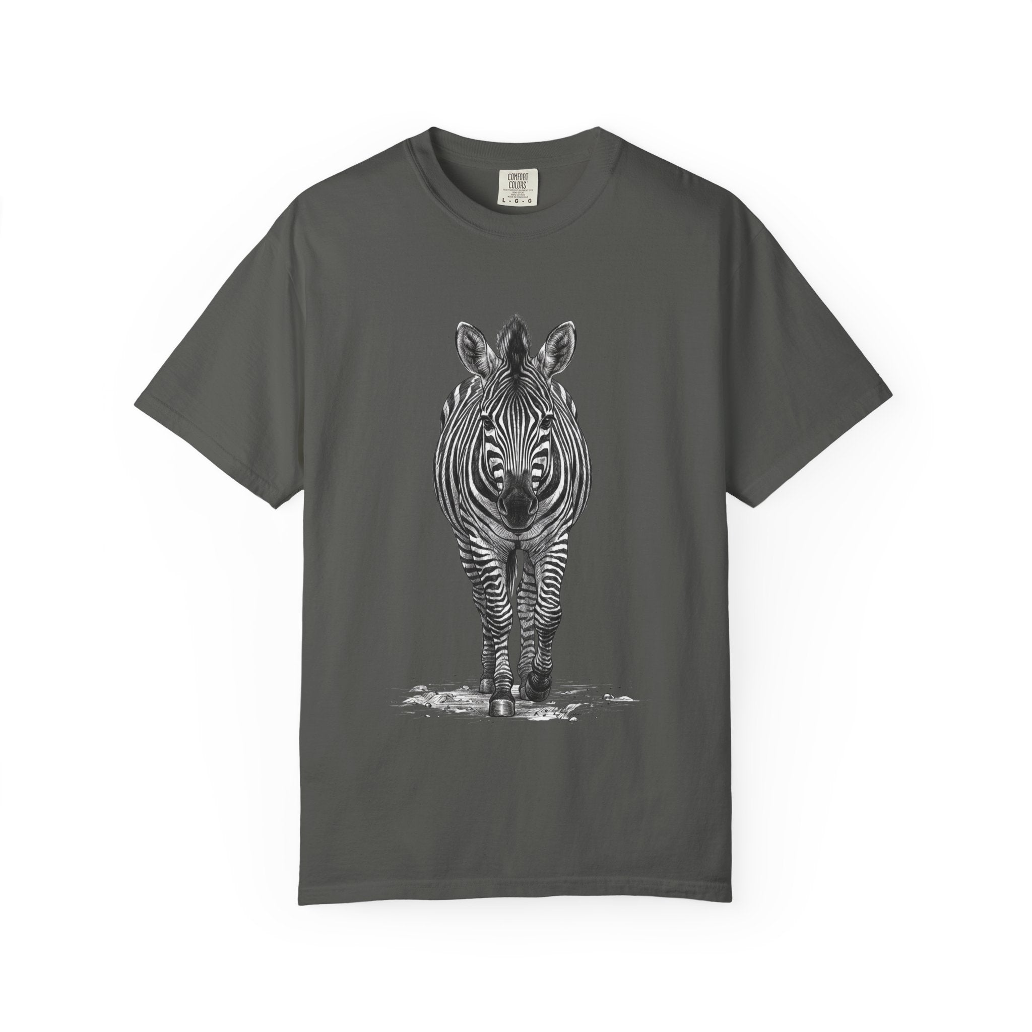 Zebra Front-Print T-Shirt — Realistic Monochrome Wildlife Tee