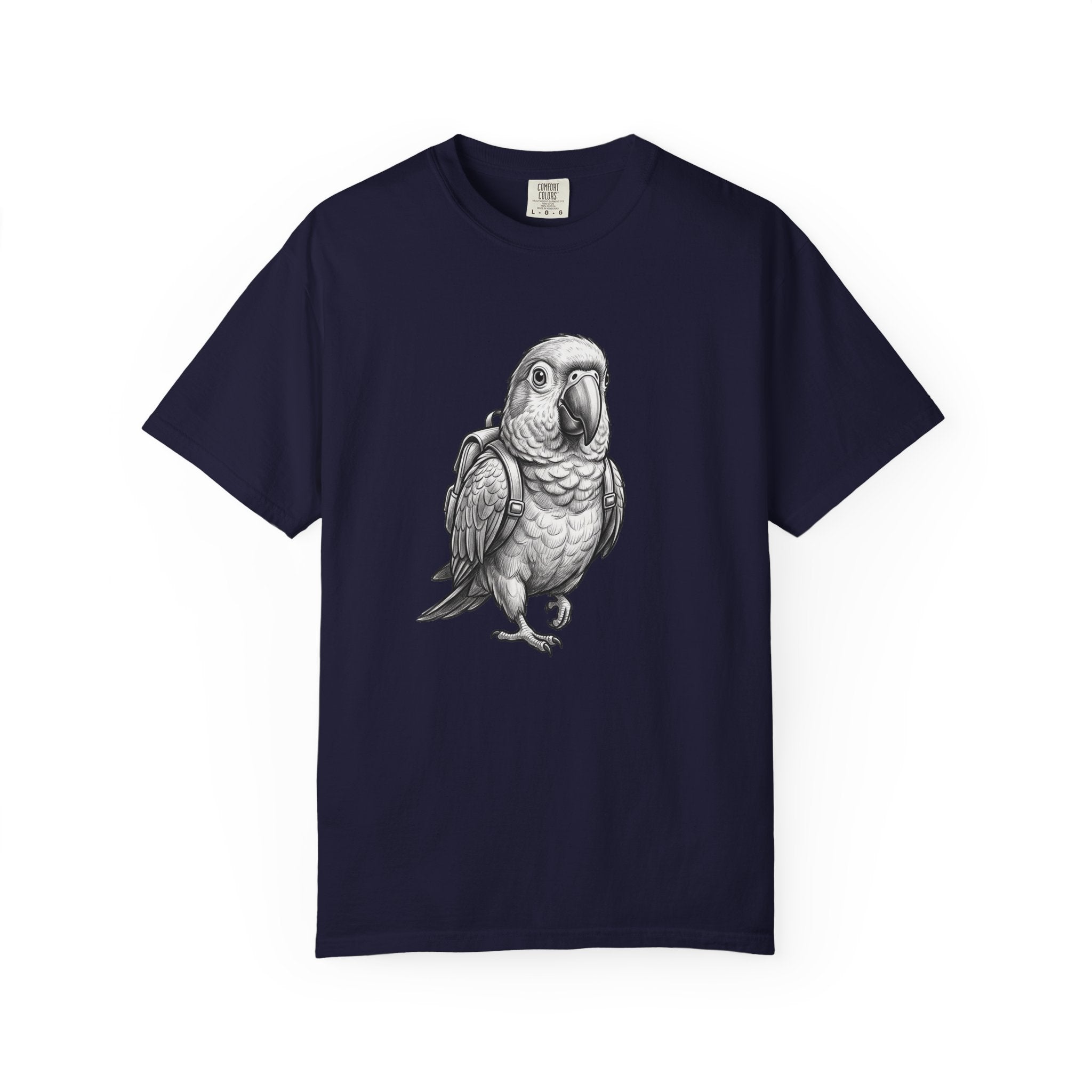 African Grey Parrot T-Shirt — Realistic Bird Illustration Shirt