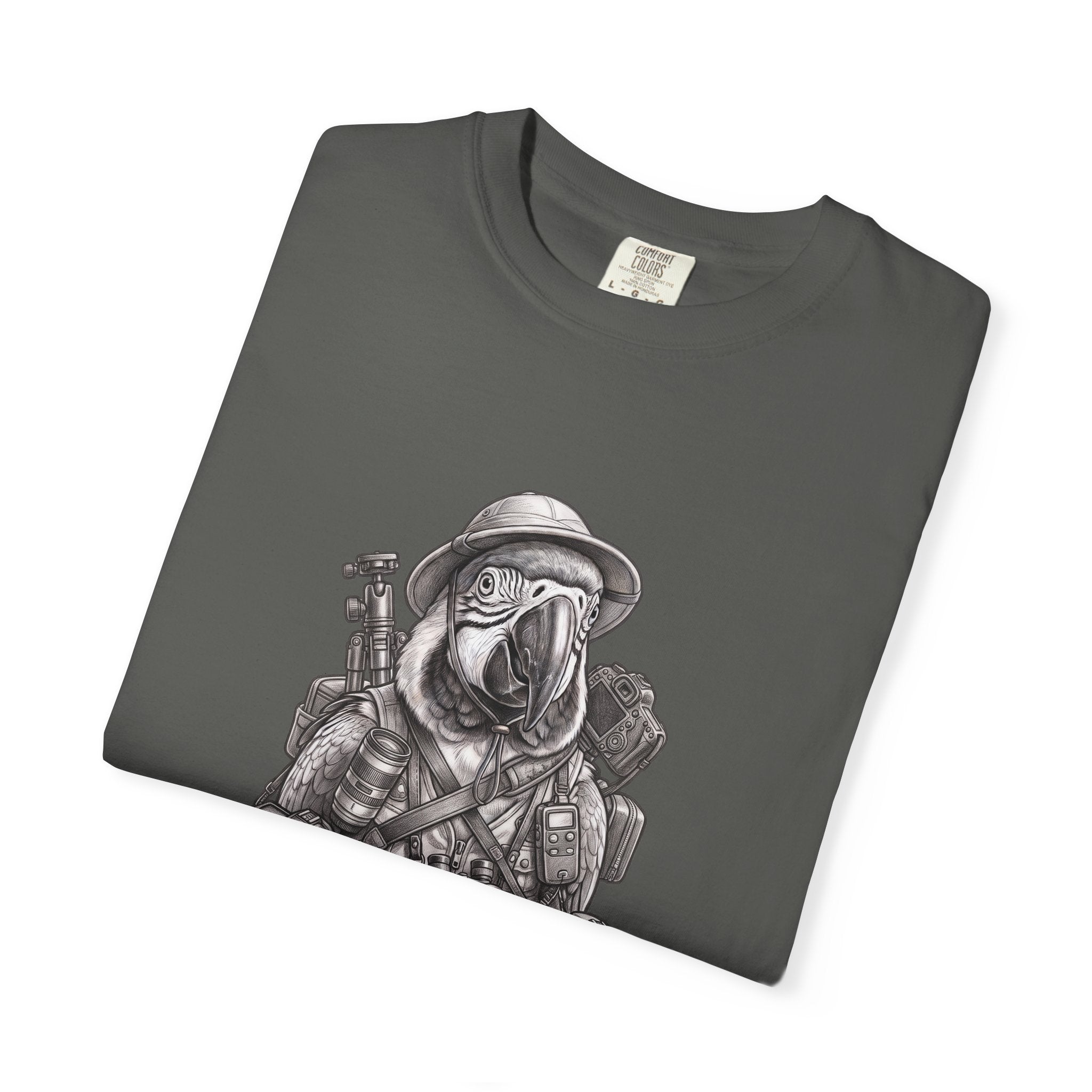 Adventure Parrot T-Shirt — Vintage Explorer Bird Illustration