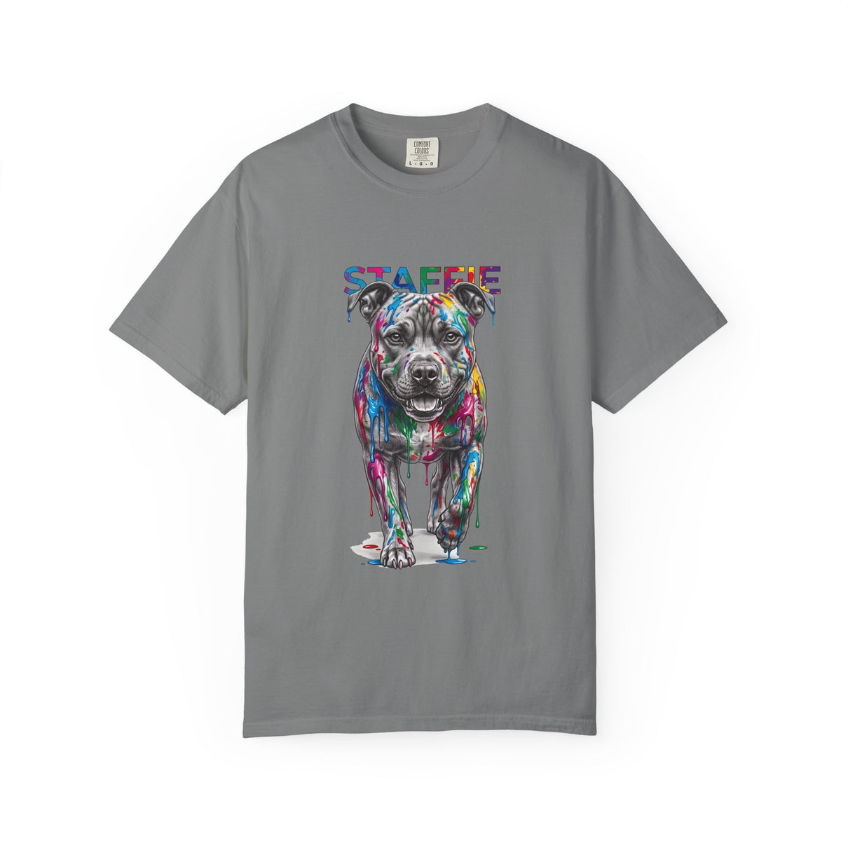 Colorful Pitbull Dog T‑Shirt — Vibrant Painted Dog Graphic Tee
