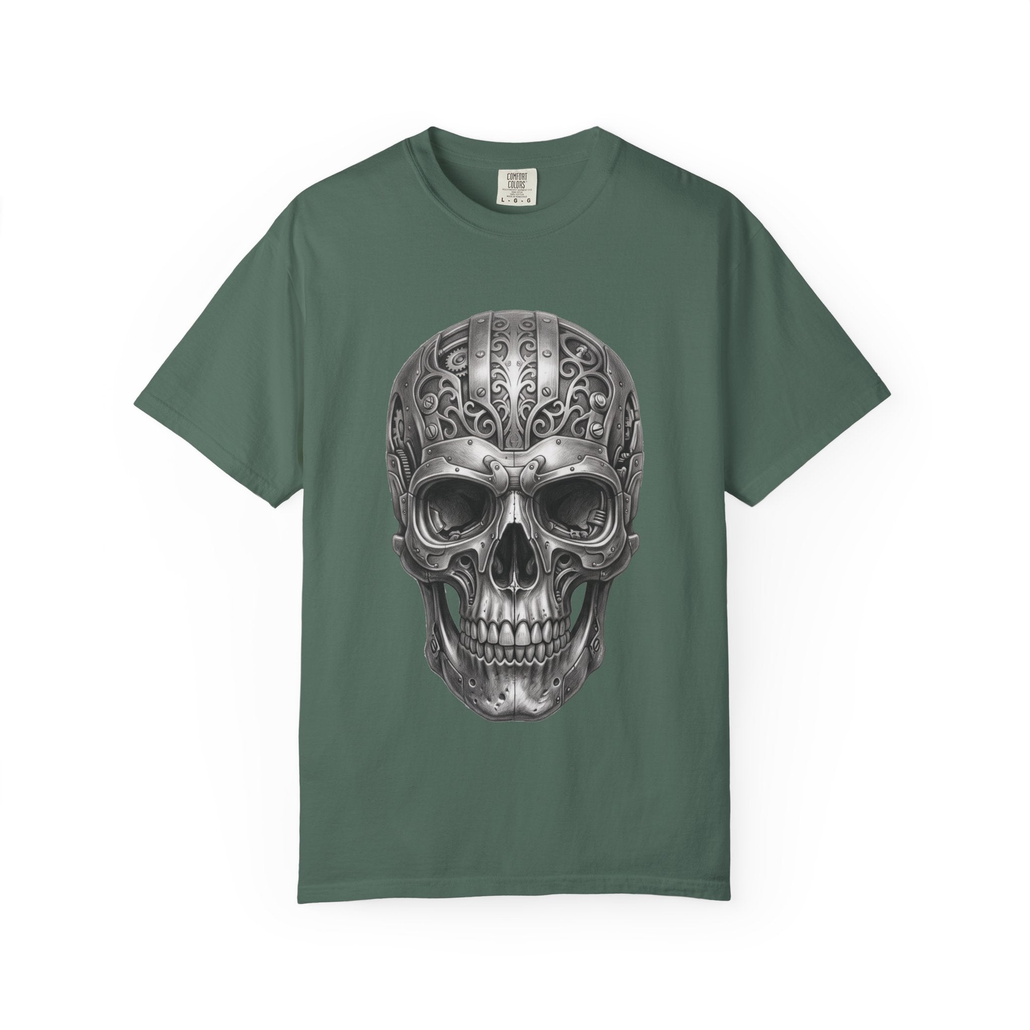 Ornate Silver Skull T-Shirt — Gothic Day of the Dead Style Shirt