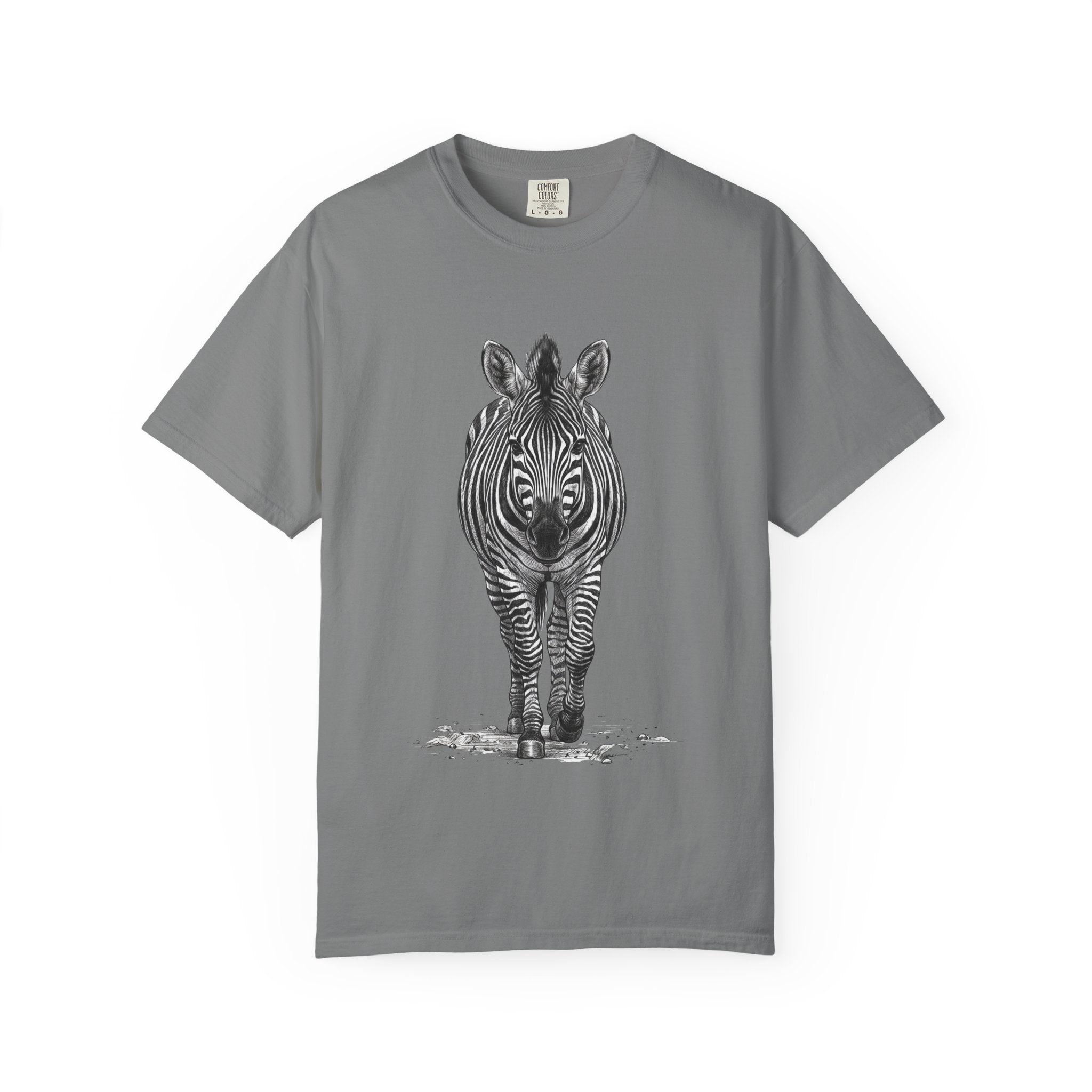 Zebra Front-Print T-Shirt — Realistic Monochrome Wildlife Tee