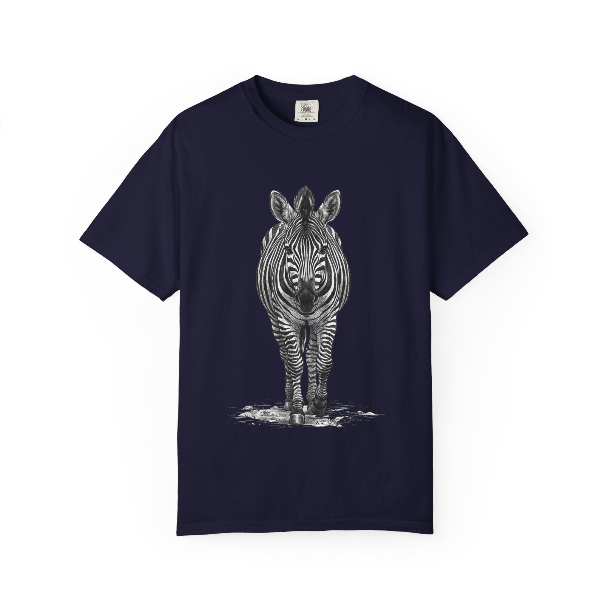 Zebra Front-Print T-Shirt — Realistic Monochrome Wildlife Tee