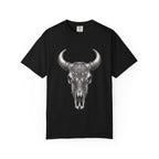 Skull Bull Graphic T-Shirt — Ornate Western Cow Skull Design