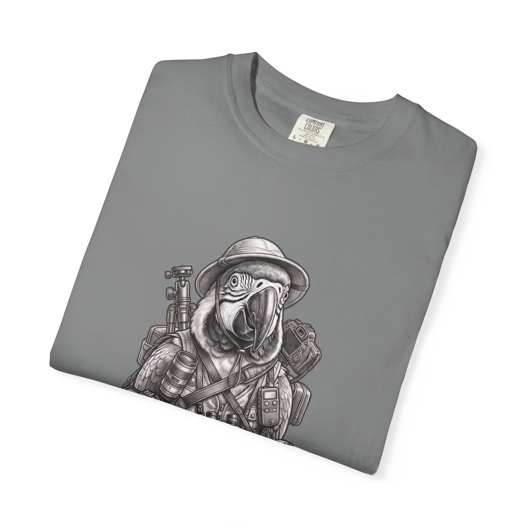 Adventure Parrot T-Shirt — Vintage Explorer Bird Illustration