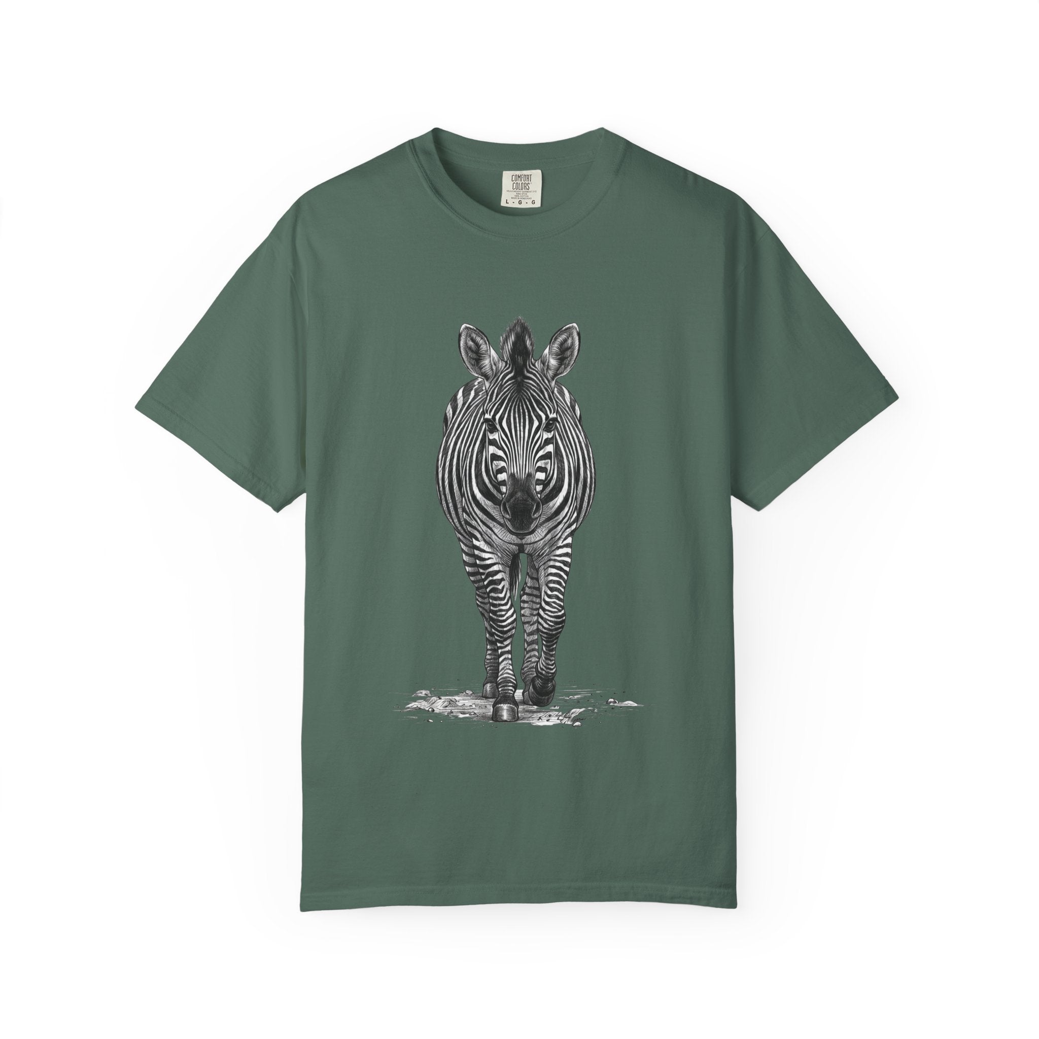 Zebra Front-Print T-Shirt — Realistic Monochrome Wildlife Tee