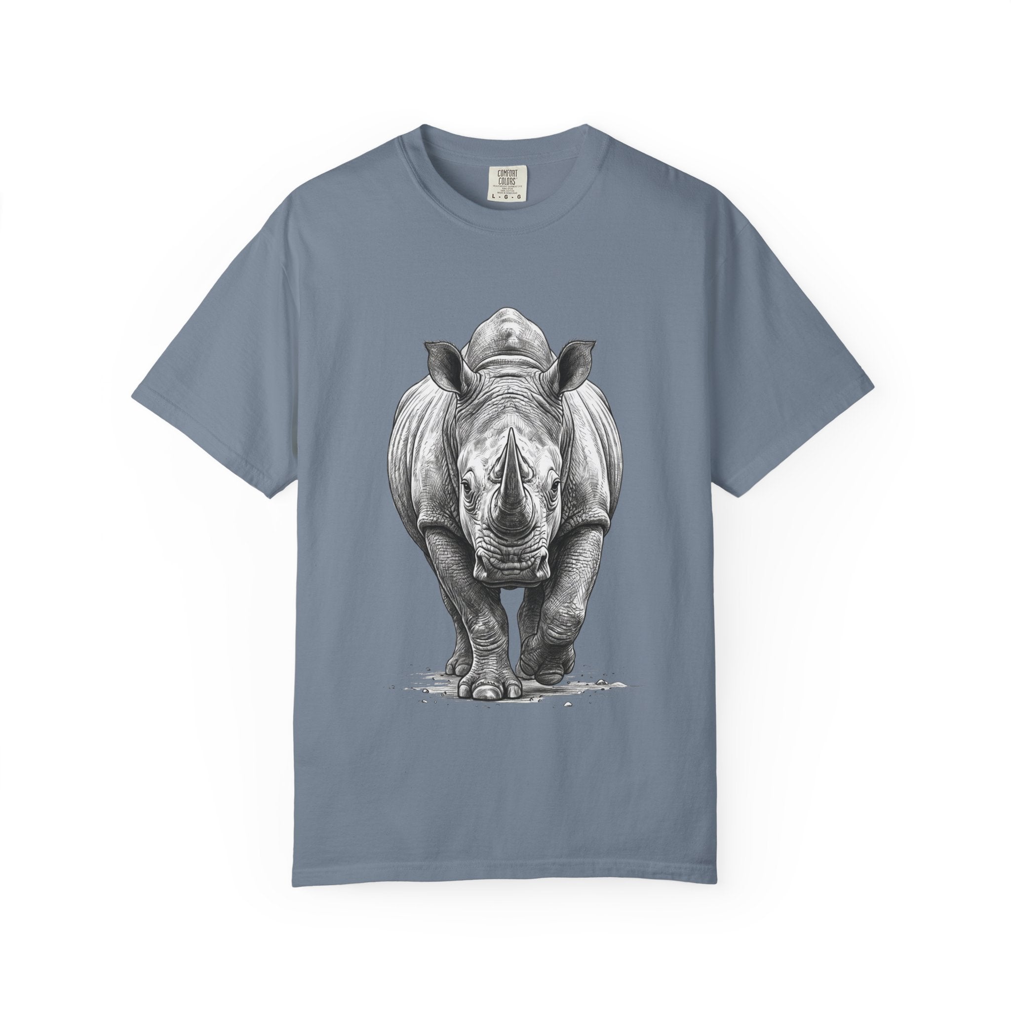 Rhino Graphic T-Shirt — Realistic Front-Facing Rhino Wildlife Tee