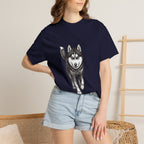 Husky Walk Graphic T-Shirt — Realistic Siberian Husky Illustration