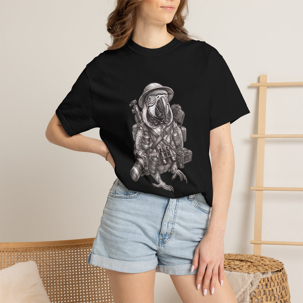Adventure Parrot T-Shirt — Vintage Explorer Bird Illustration