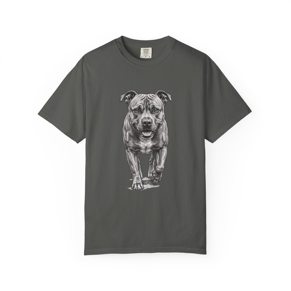 Pit Bull Portrait T‑Shirt — Realistic Running Dog Graphic Tee