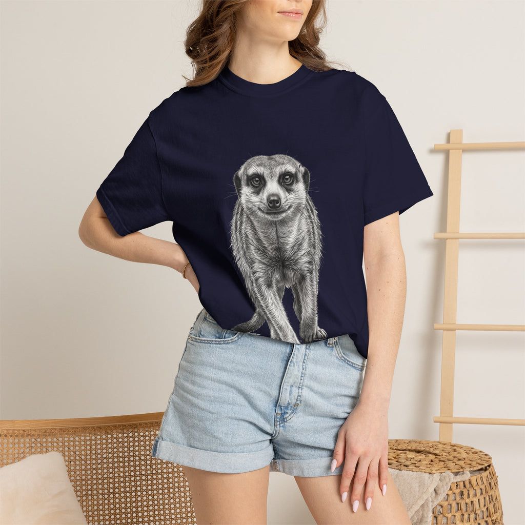 Meerkat Sketch T‑Shirt — Realistic Wildlife Illustration Tee
