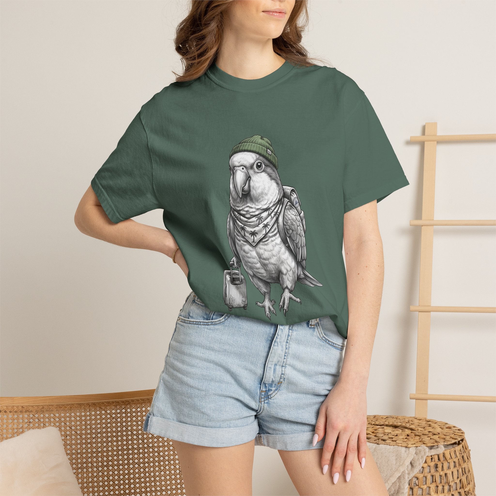 Parrot With Beanie T-Shirt — Hipster Bird Graphic Tee