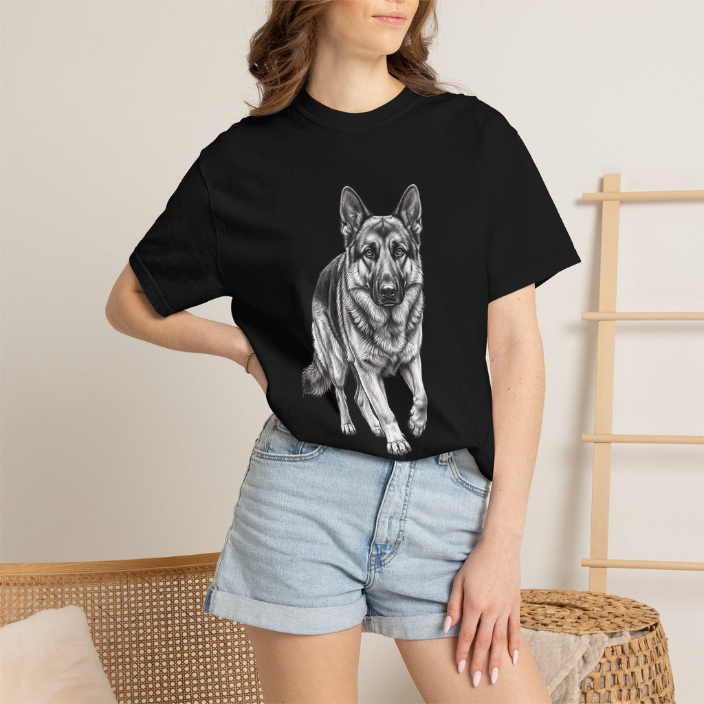 German Shepherd Graphic Tee – Realistic Dog Portrait T-Shirt