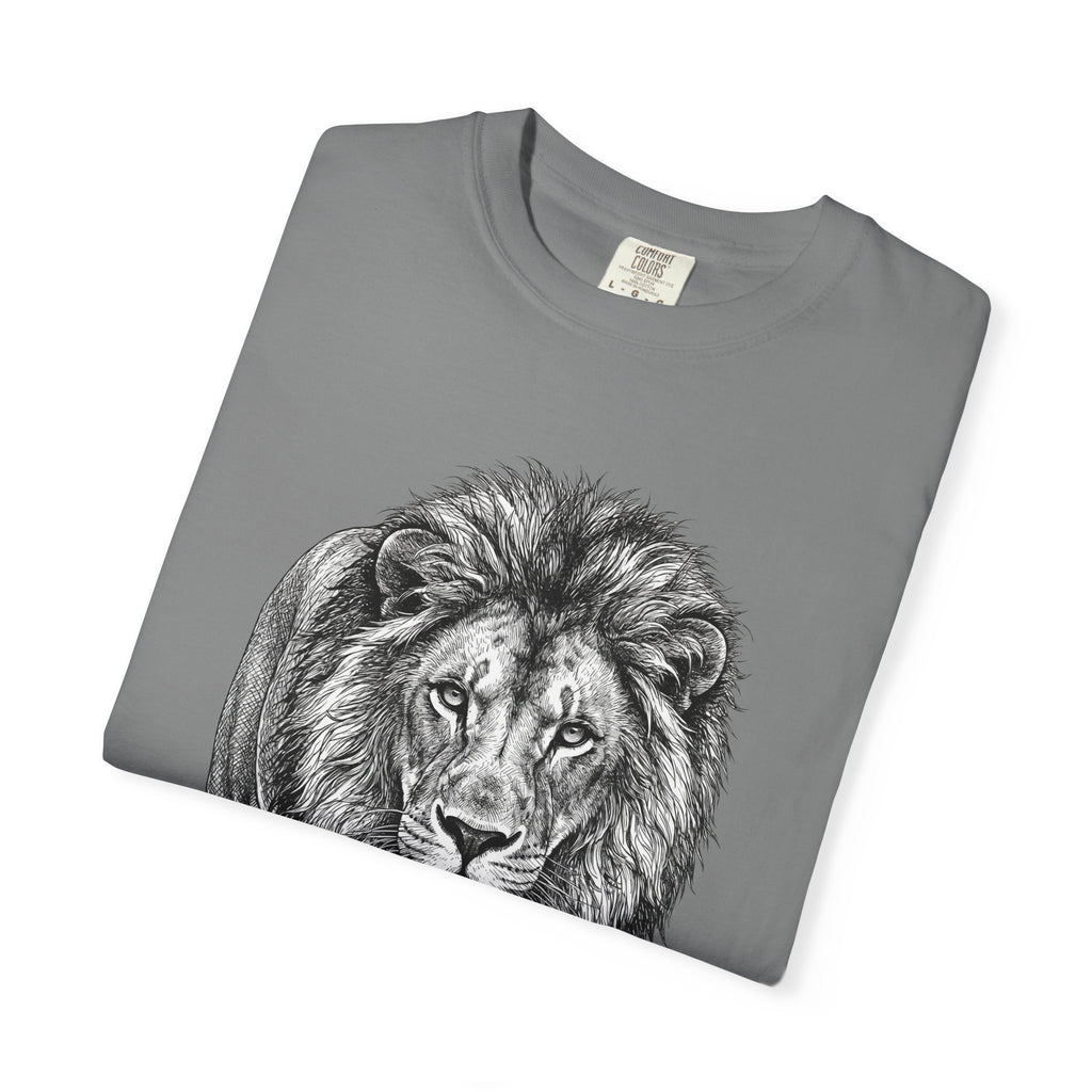 Lion Graphic T-Shirt — Realistic Walking Lion Illustration