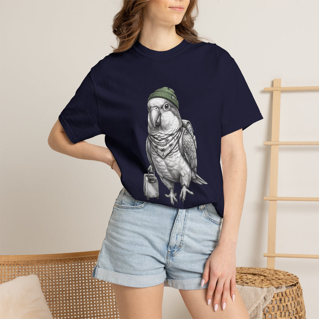 Parrot With Beanie T-Shirt — Hipster Bird Graphic Tee