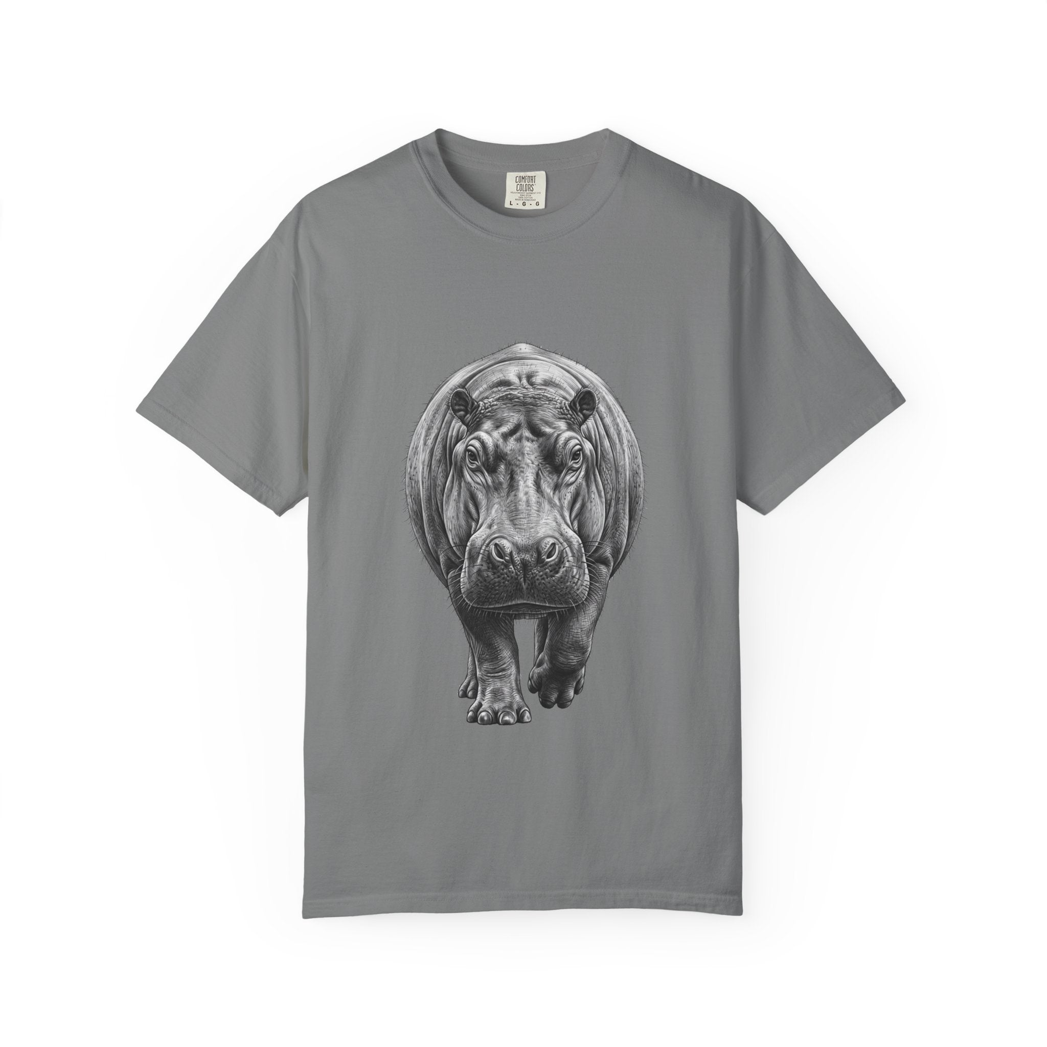 Hippo Front-Print T-Shirt — Realistic Hippo Graphic Tee