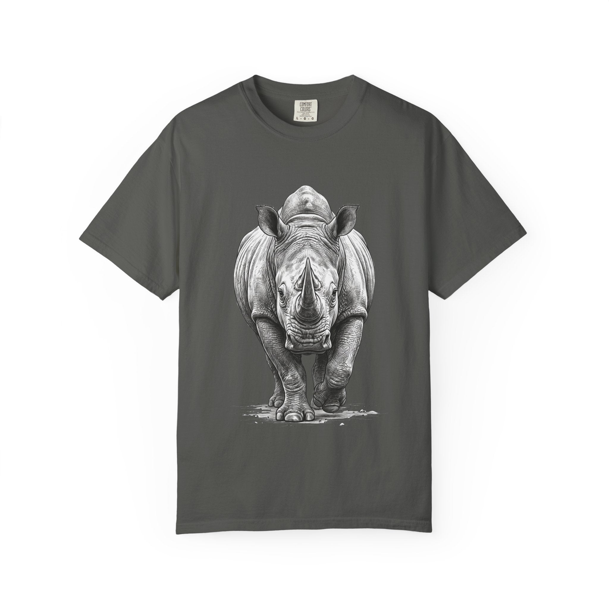Rhino Graphic T-Shirt — Realistic Front-Facing Rhino Wildlife Tee