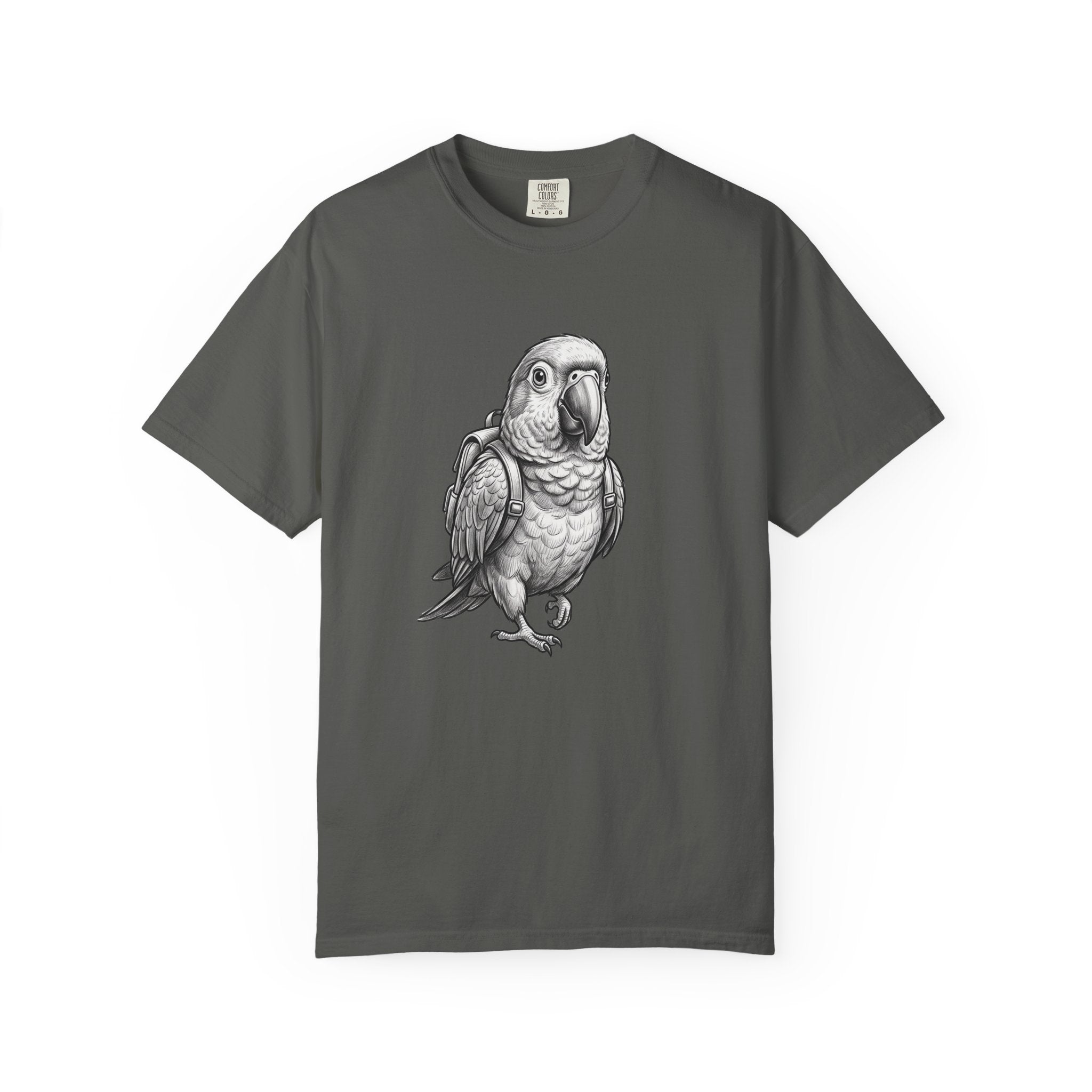 African Grey Parrot T-Shirt — Realistic Bird Illustration Shirt