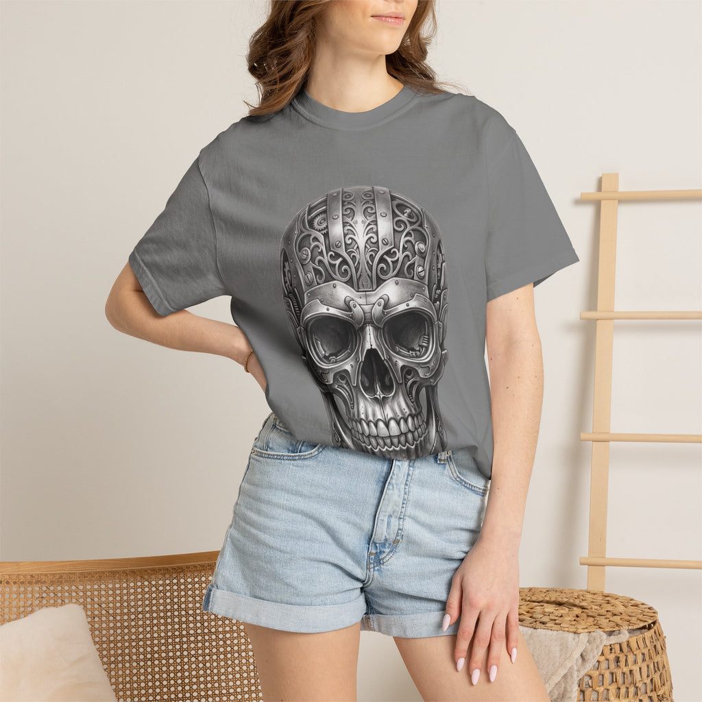 Ornate Silver Skull T-Shirt — Gothic Day of the Dead Style Shirt