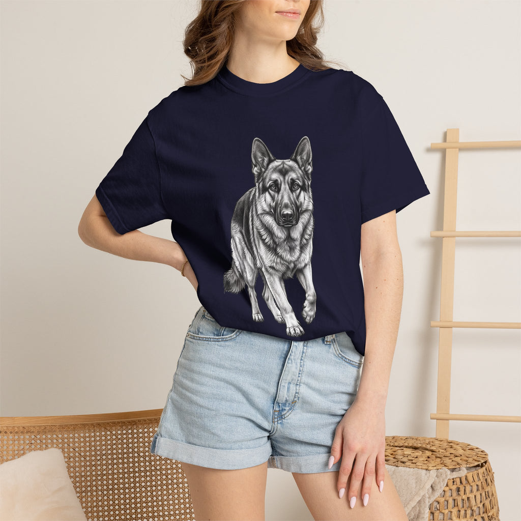 German Shepherd Graphic Tee – Realistic Dog Portrait T-Shirt