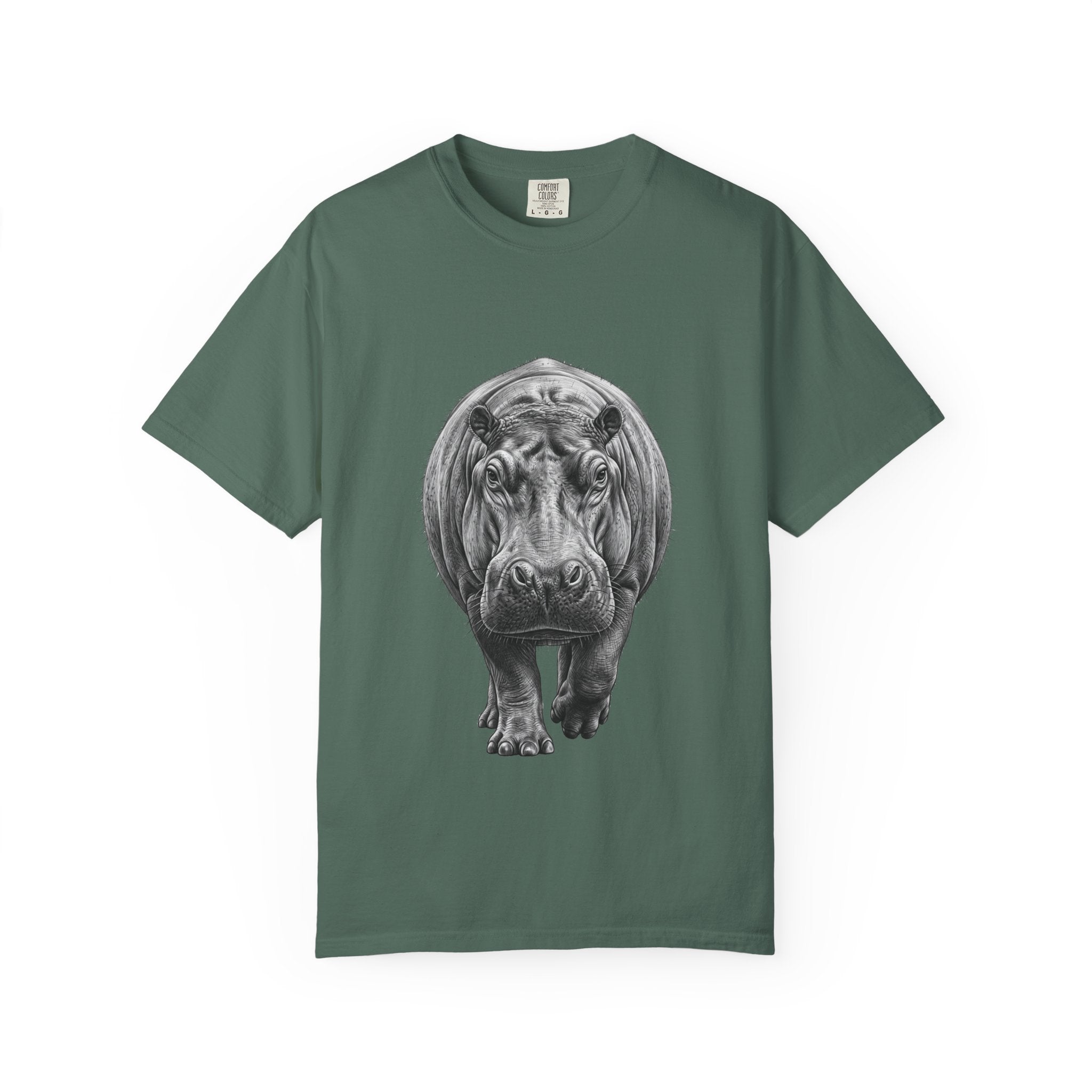 Hippo Front-Print T-Shirt — Realistic Hippo Graphic Tee