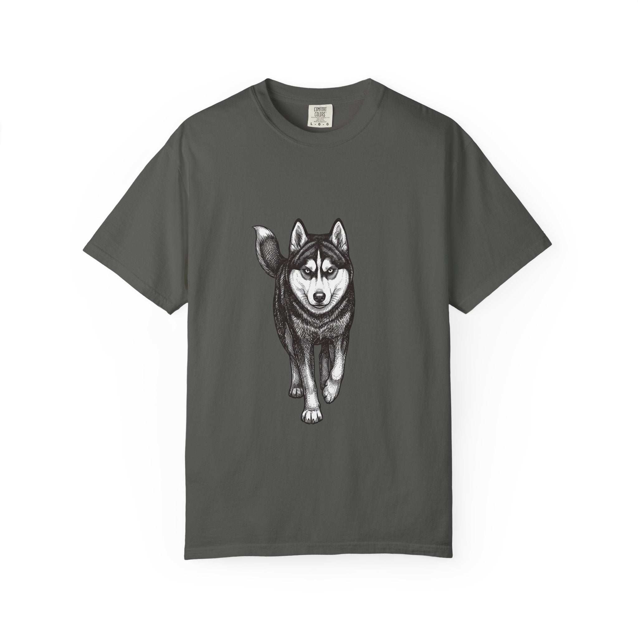 Husky Walk Graphic T-Shirt — Realistic Siberian Husky Illustration