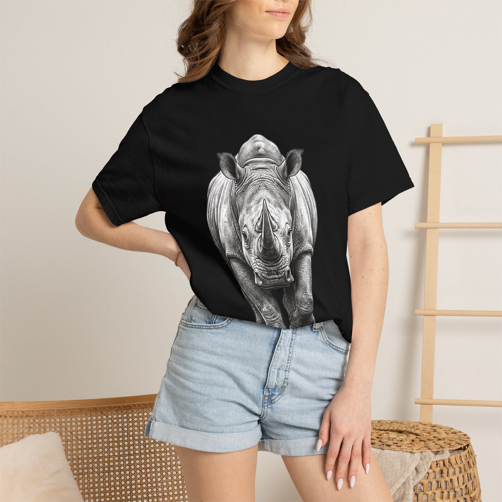 Rhino Graphic T-Shirt — Realistic Front-Facing Rhino Wildlife Tee