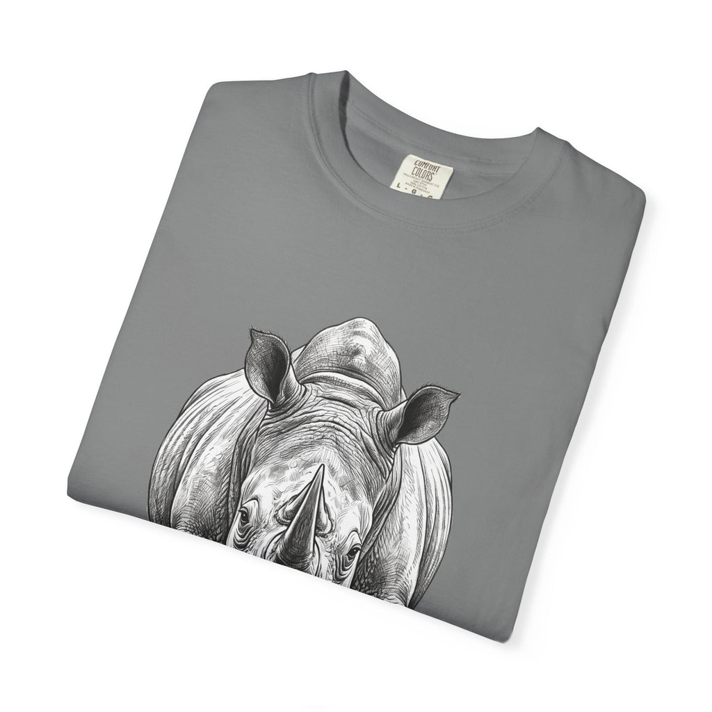 Rhino Graphic T-Shirt — Realistic Front-Facing Rhino Wildlife Tee