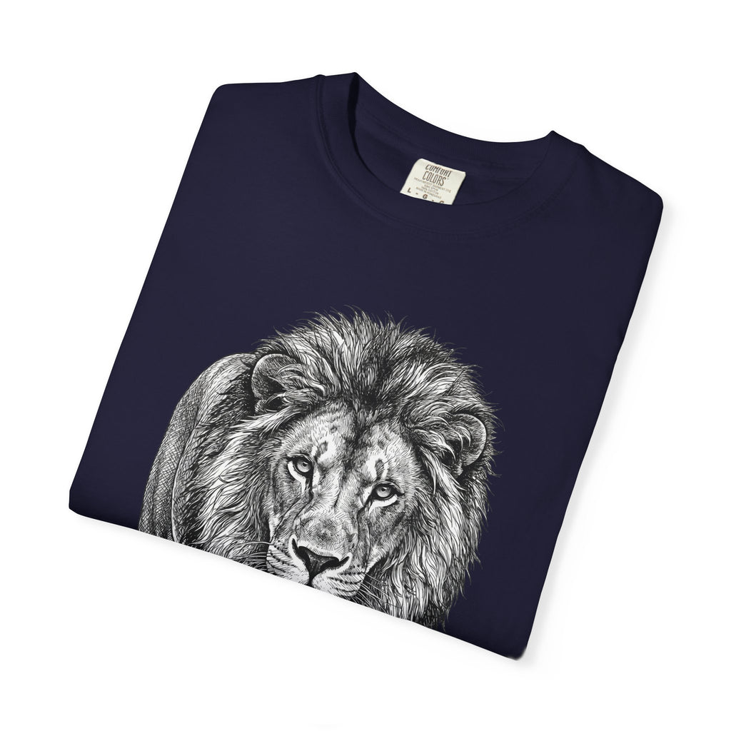 Lion Graphic T-Shirt — Realistic Walking Lion Illustration