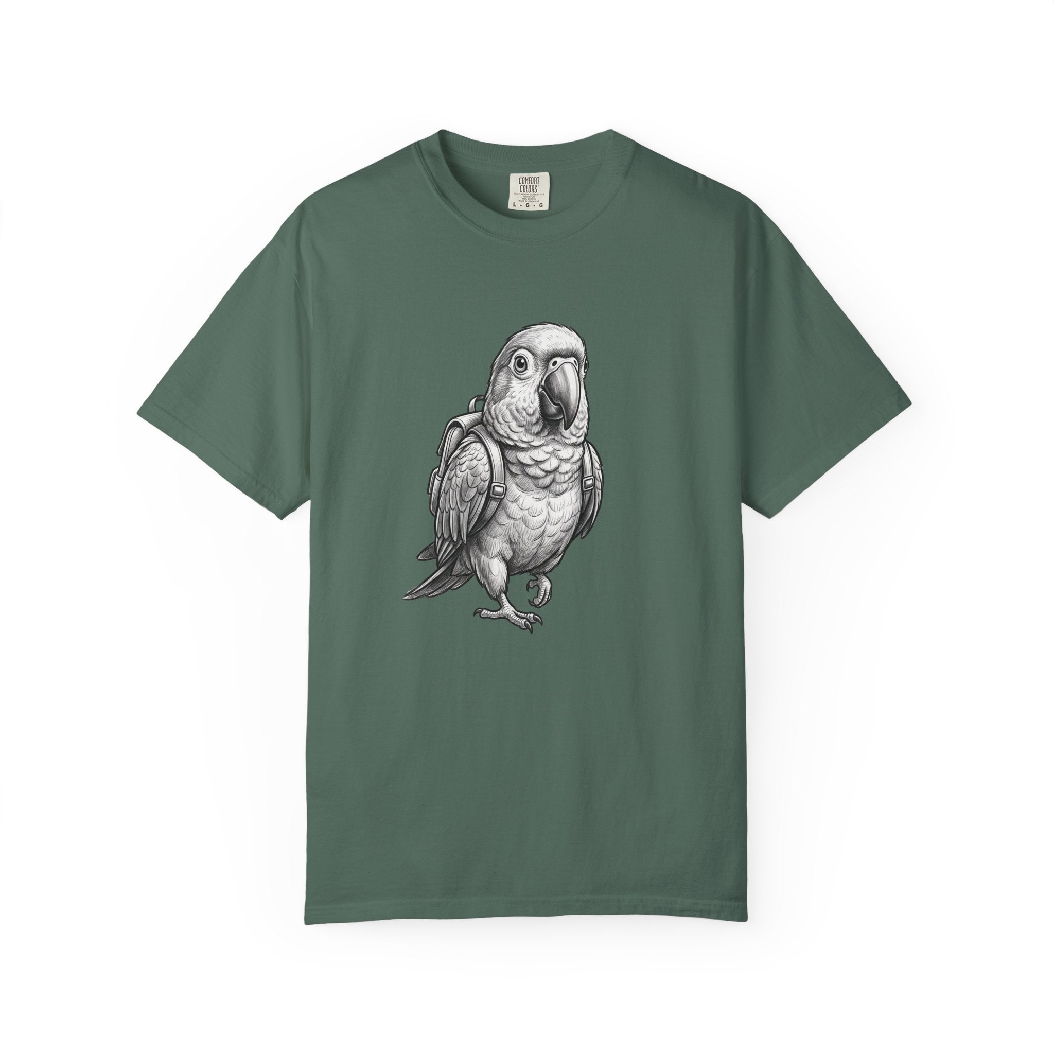 African Grey Parrot T-Shirt — Realistic Bird Illustration Shirt