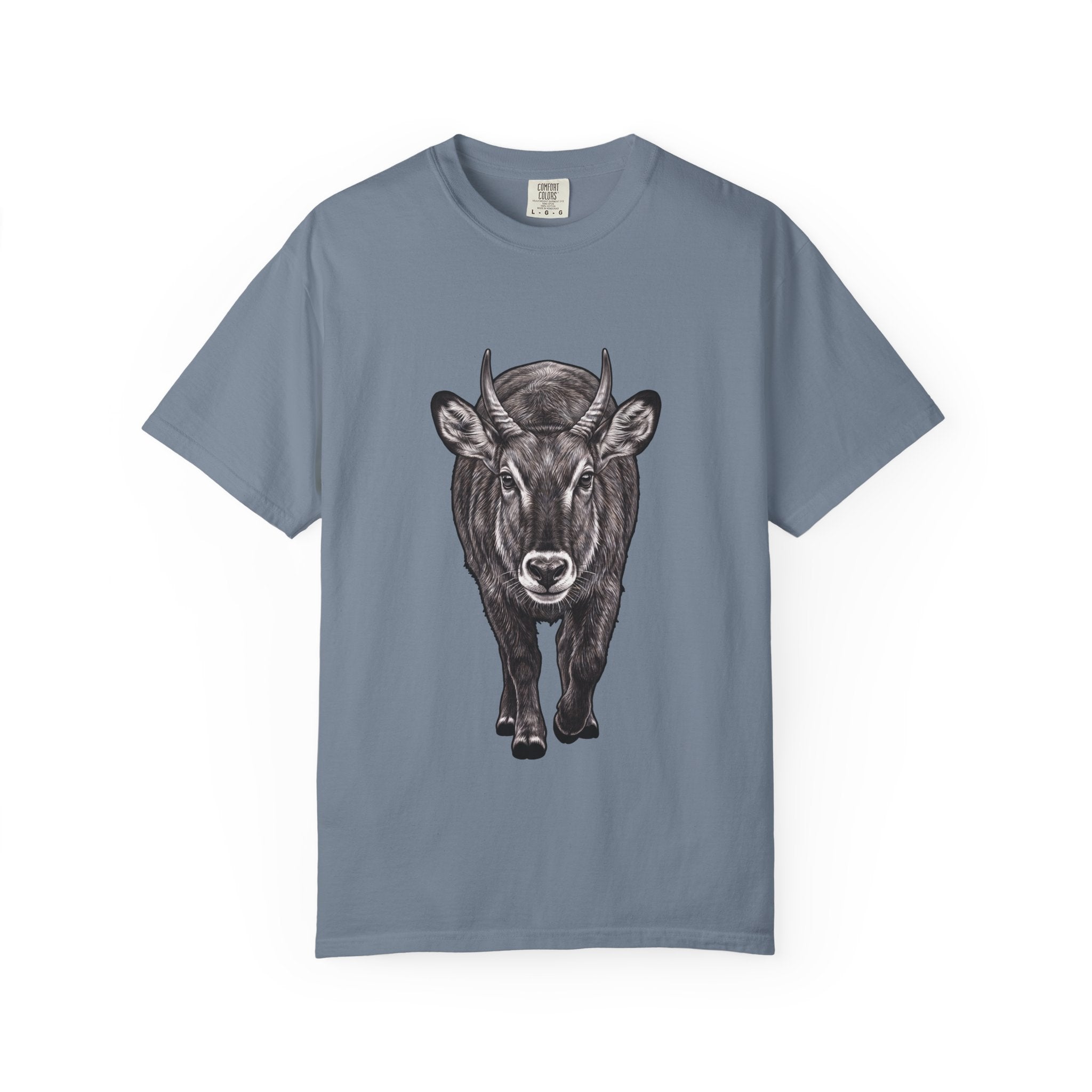 Waterbuck Bull Portrait T-Shirt — Realistic Walking Bull Graphic Tee