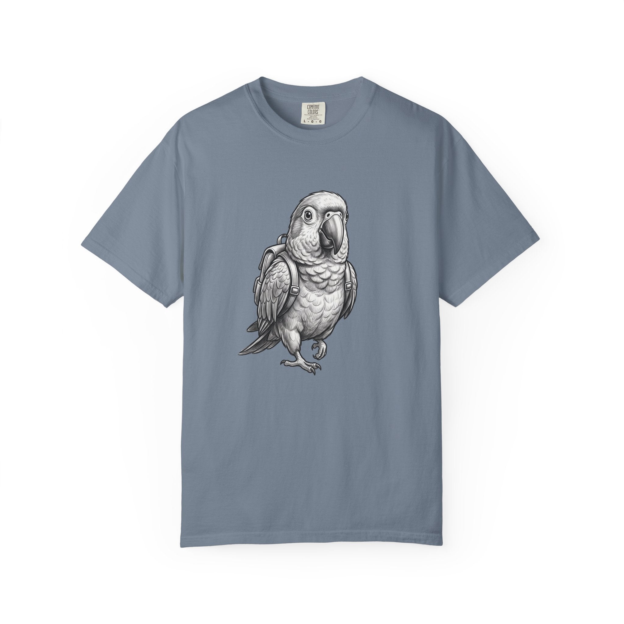 African Grey Parrot T-Shirt — Realistic Bird Illustration Shirt