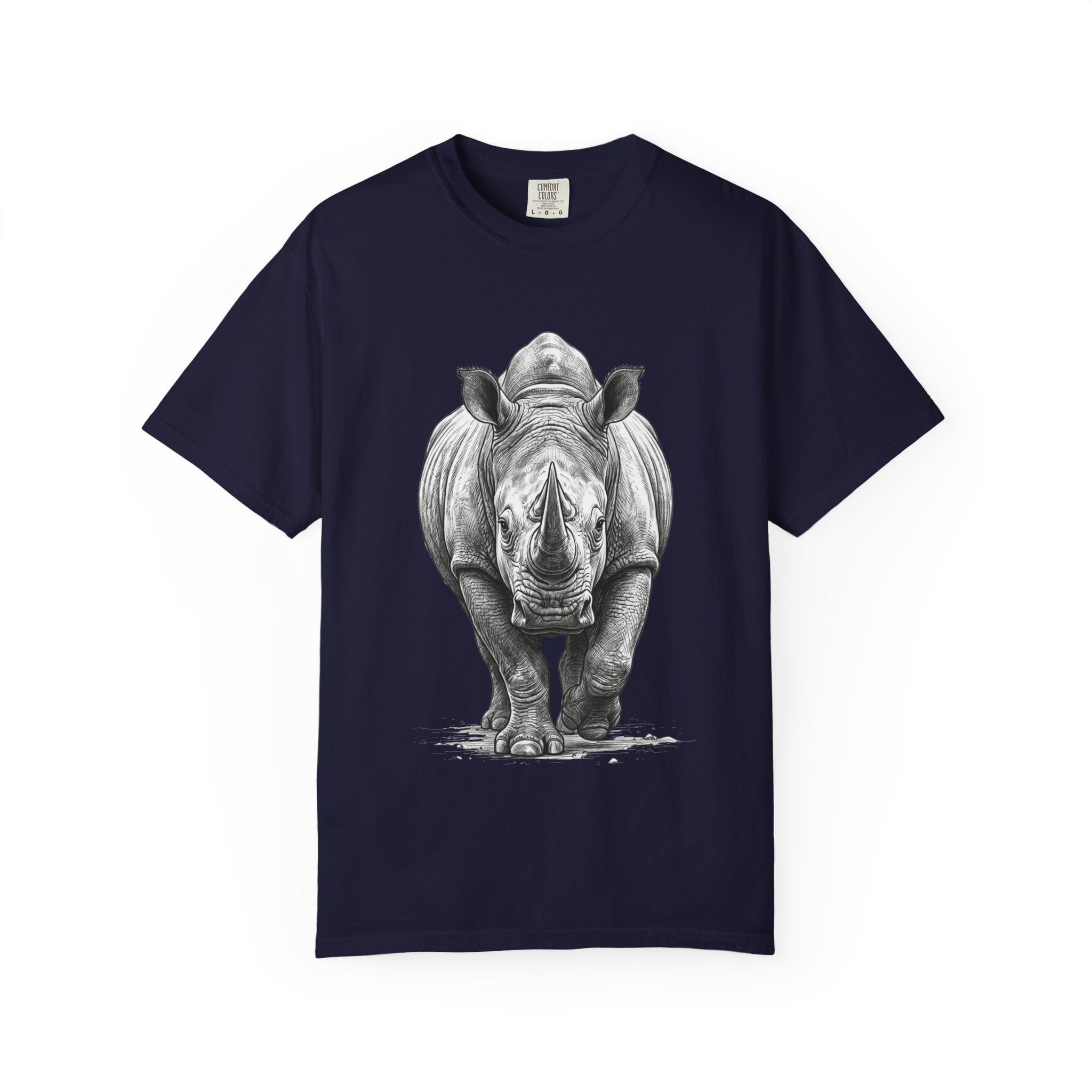 Rhino Graphic T-Shirt — Realistic Front-Facing Rhino Wildlife Tee