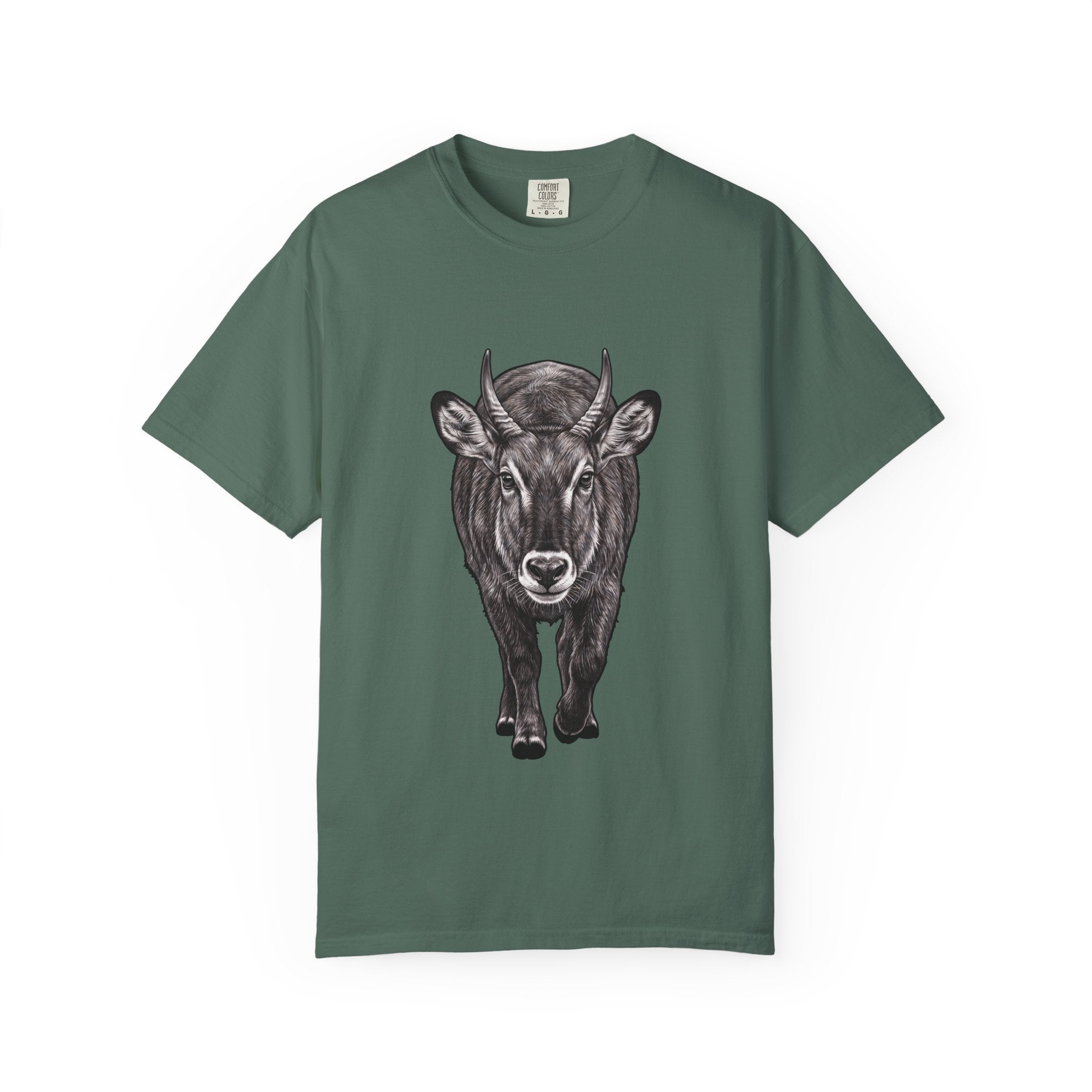 Waterbuck Bull Portrait T-Shirt — Realistic Walking Bull Graphic Tee