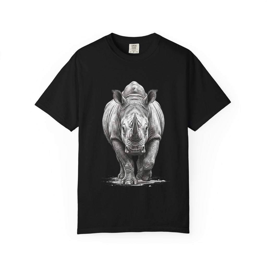 Rhino Graphic T-Shirt — Realistic Front-Facing Rhino Wildlife Tee
