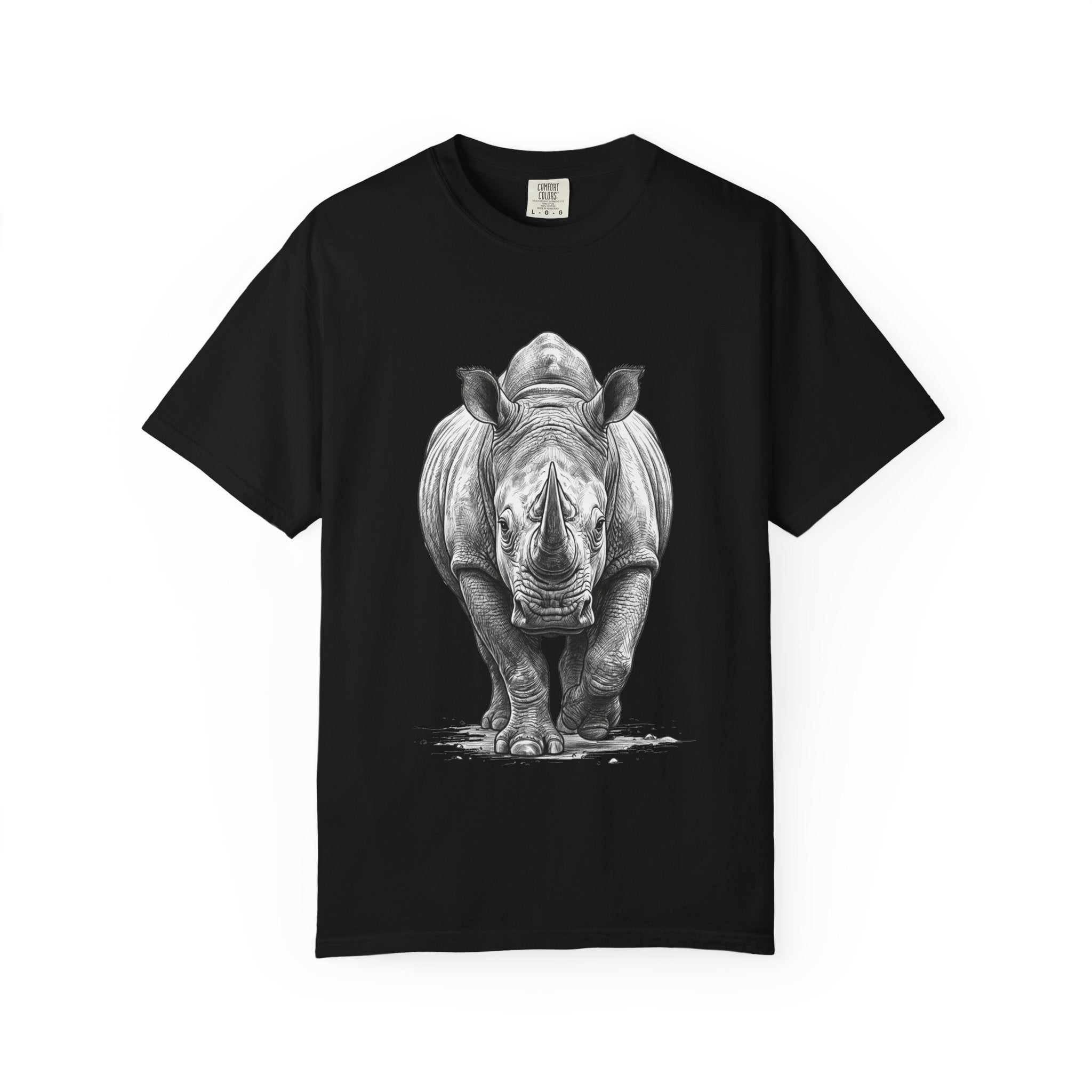 Rhino Graphic T-Shirt — Realistic Front-Facing Rhino Wildlife Tee