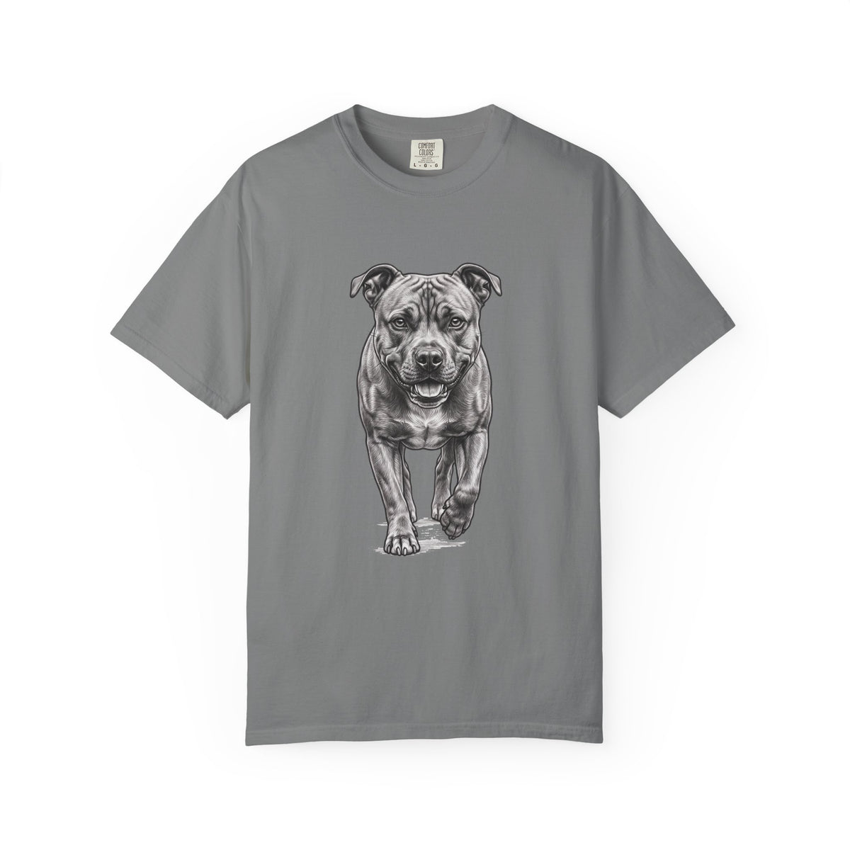 Pit Bull Portrait T‑Shirt — Realistic Running Dog Graphic Tee