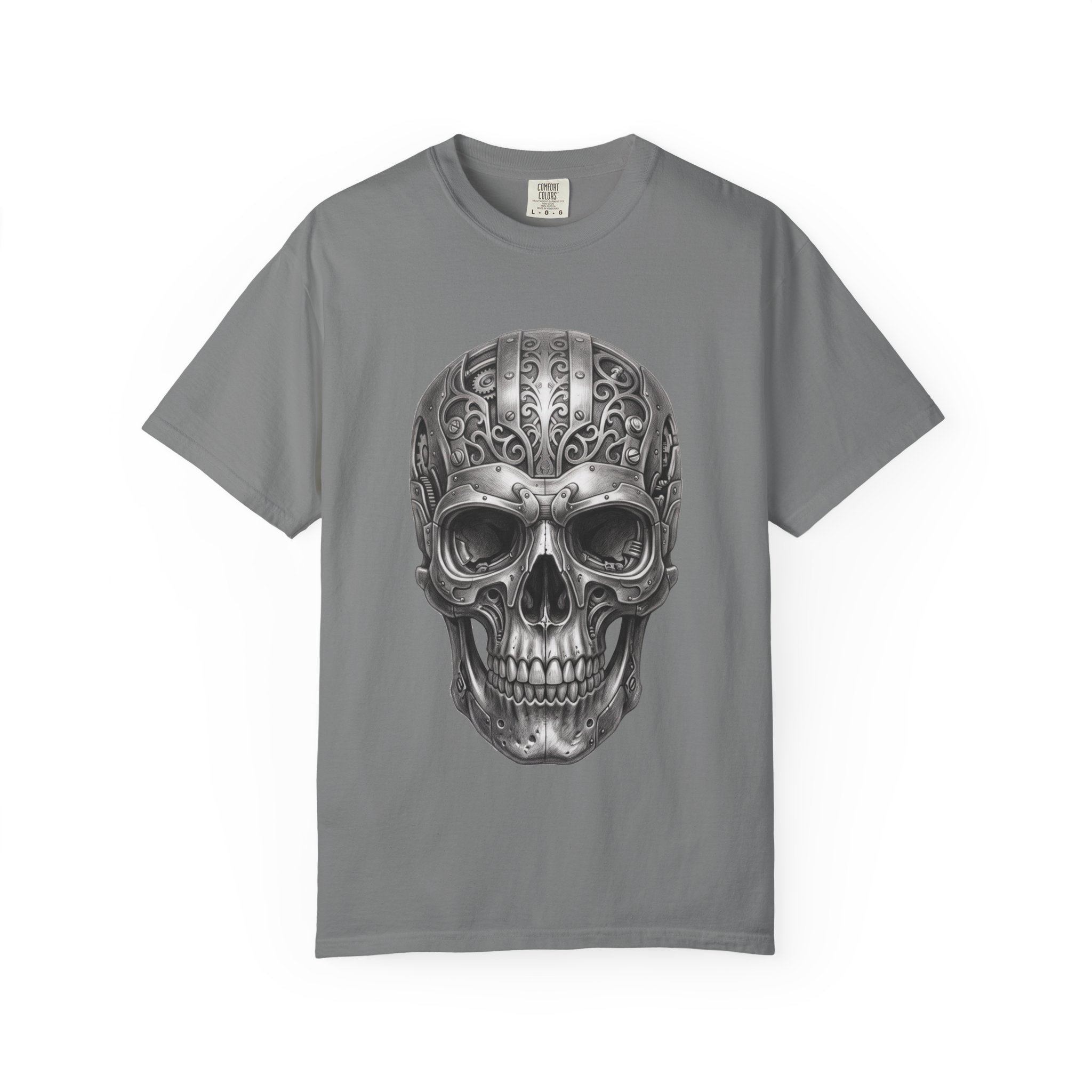 Ornate Silver Skull T-Shirt — Gothic Day of the Dead Style Shirt