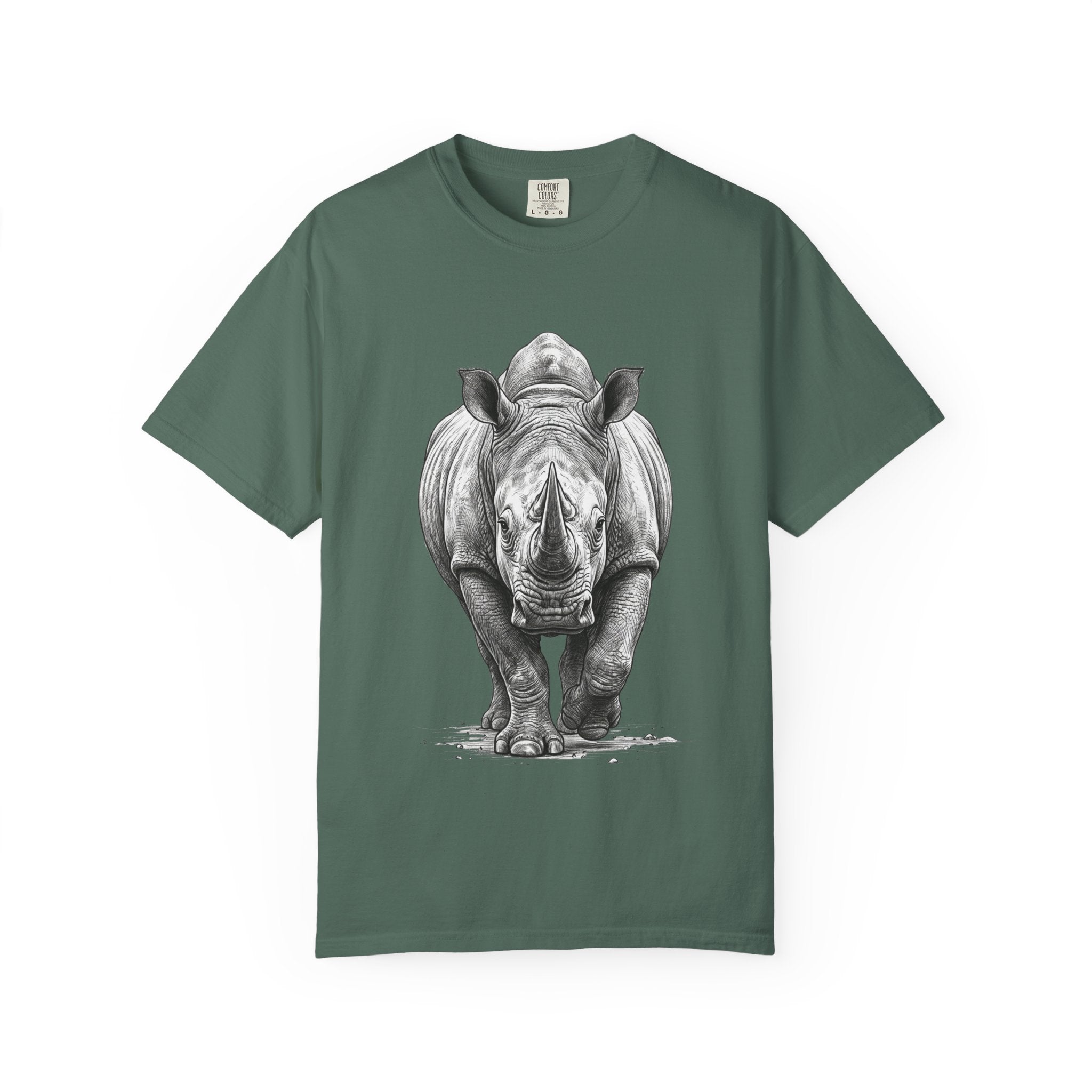 Rhino Graphic T-Shirt — Realistic Front-Facing Rhino Wildlife Tee