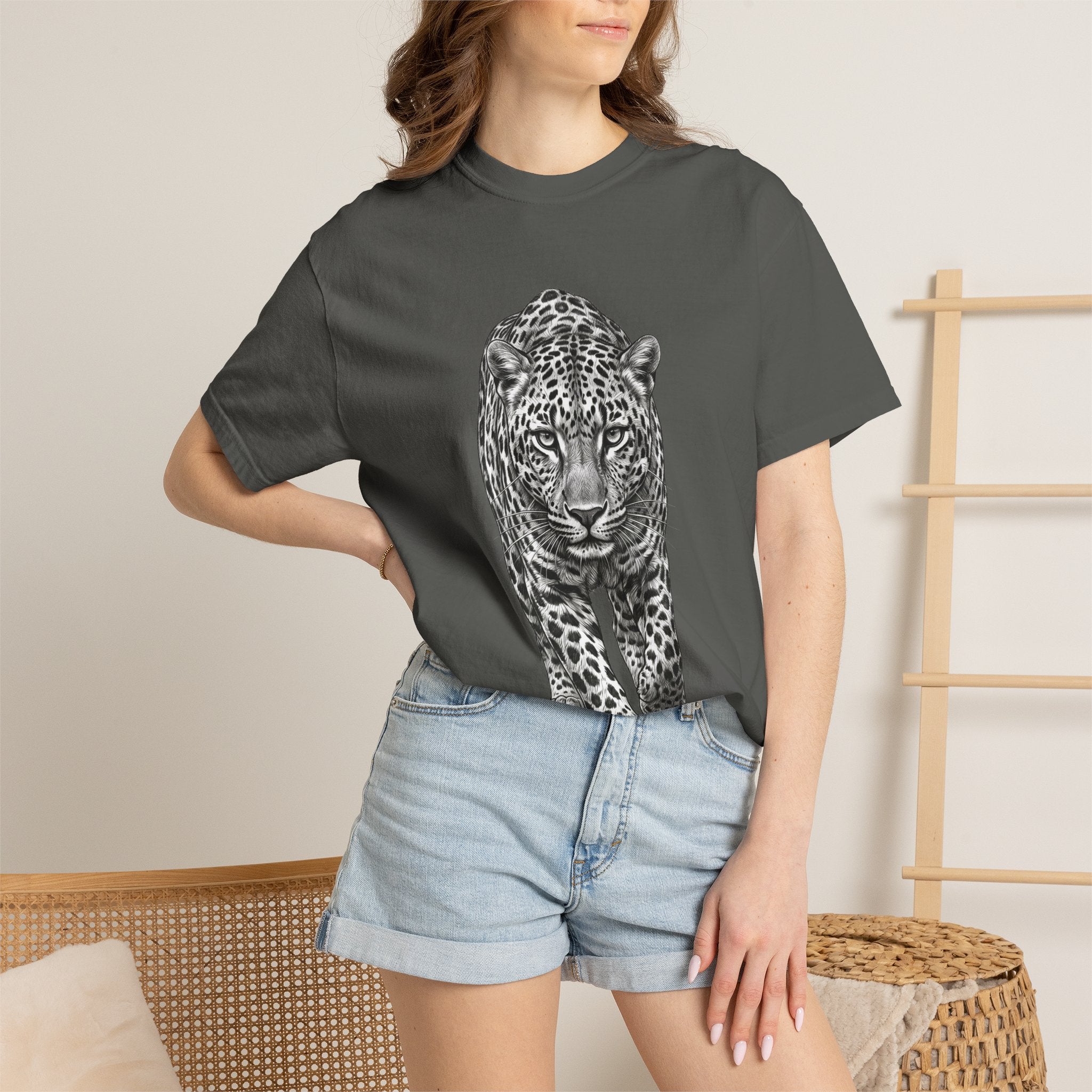 Leopard Walk T‑Shirt — Realistic Graphic Big Cat Tee